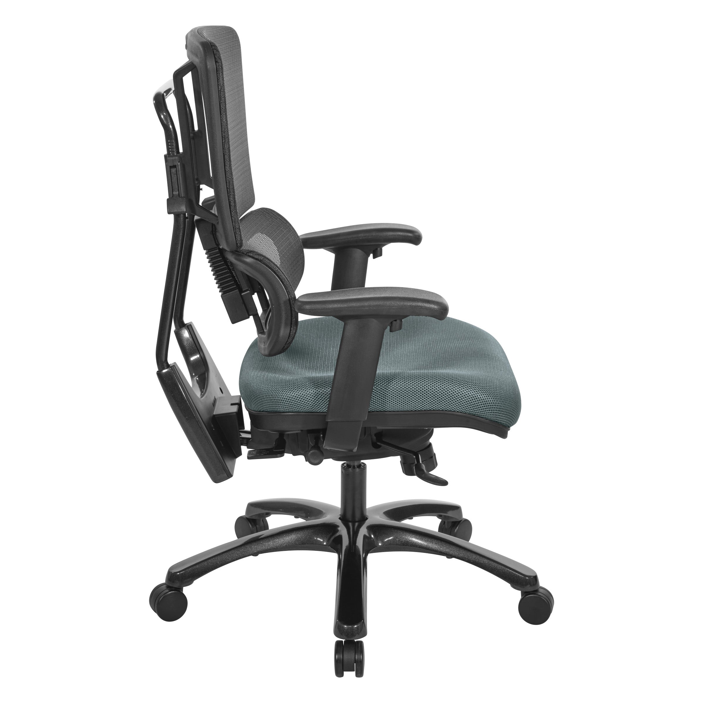 Vertical Black Mesh Back Chair with Shiny Black Base - Grey