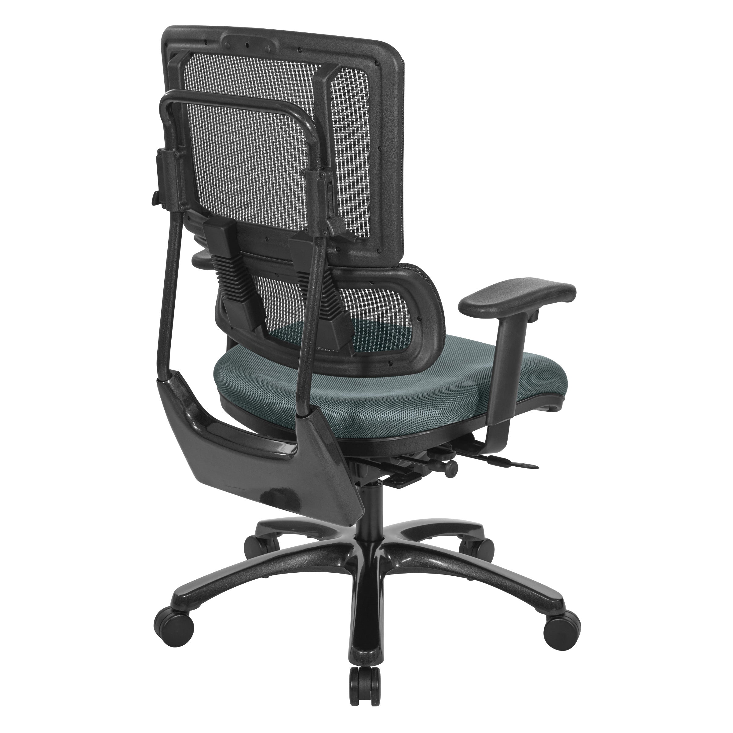 Vertical Black Mesh Back Chair with Shiny Black Base - Grey