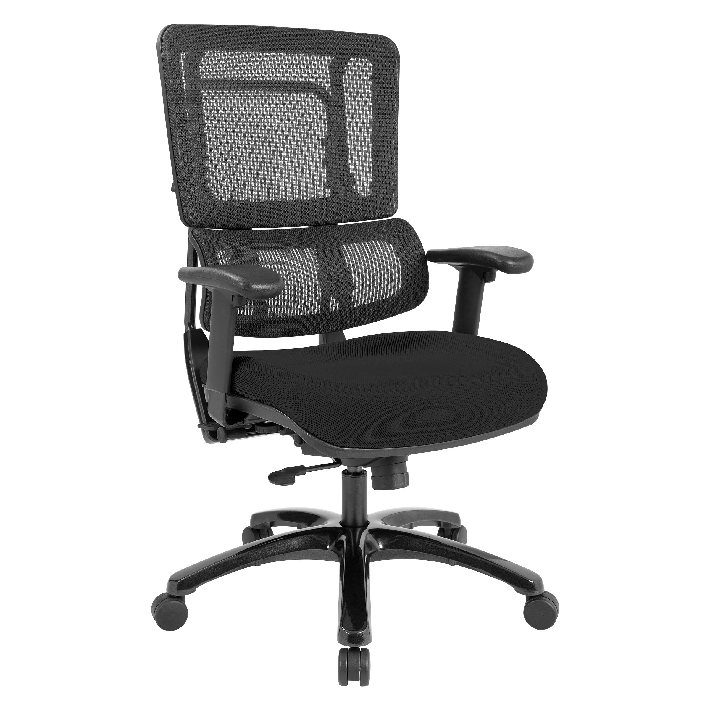 Vertical Black Mesh Back Chair with Shiny Black Base - Black