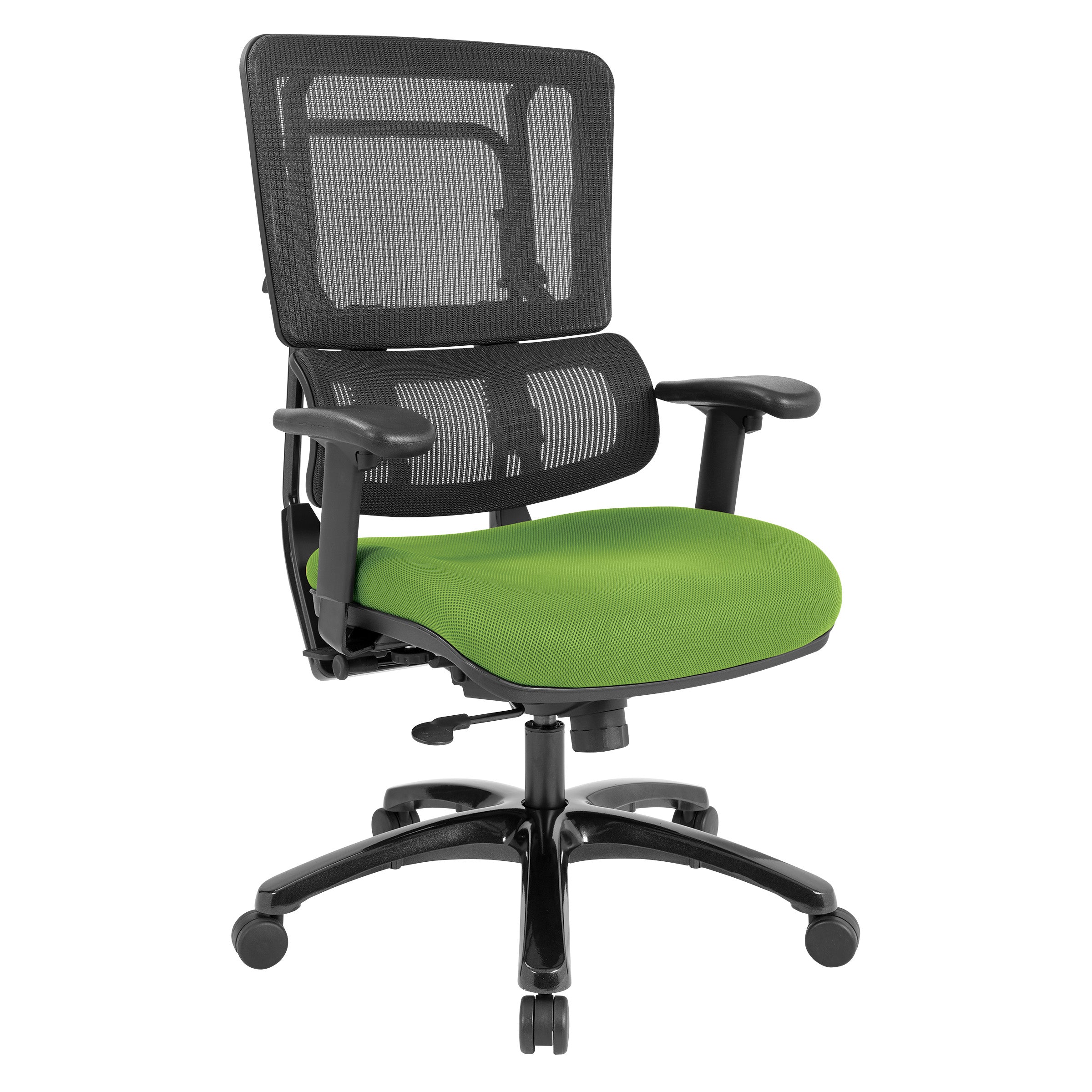 Vertical Black Mesh Back Chair with Shiny Black Base - Green