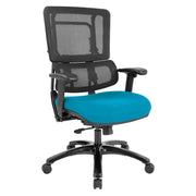Vertical Black Mesh Back Chair with Shiny Black Base - Blue