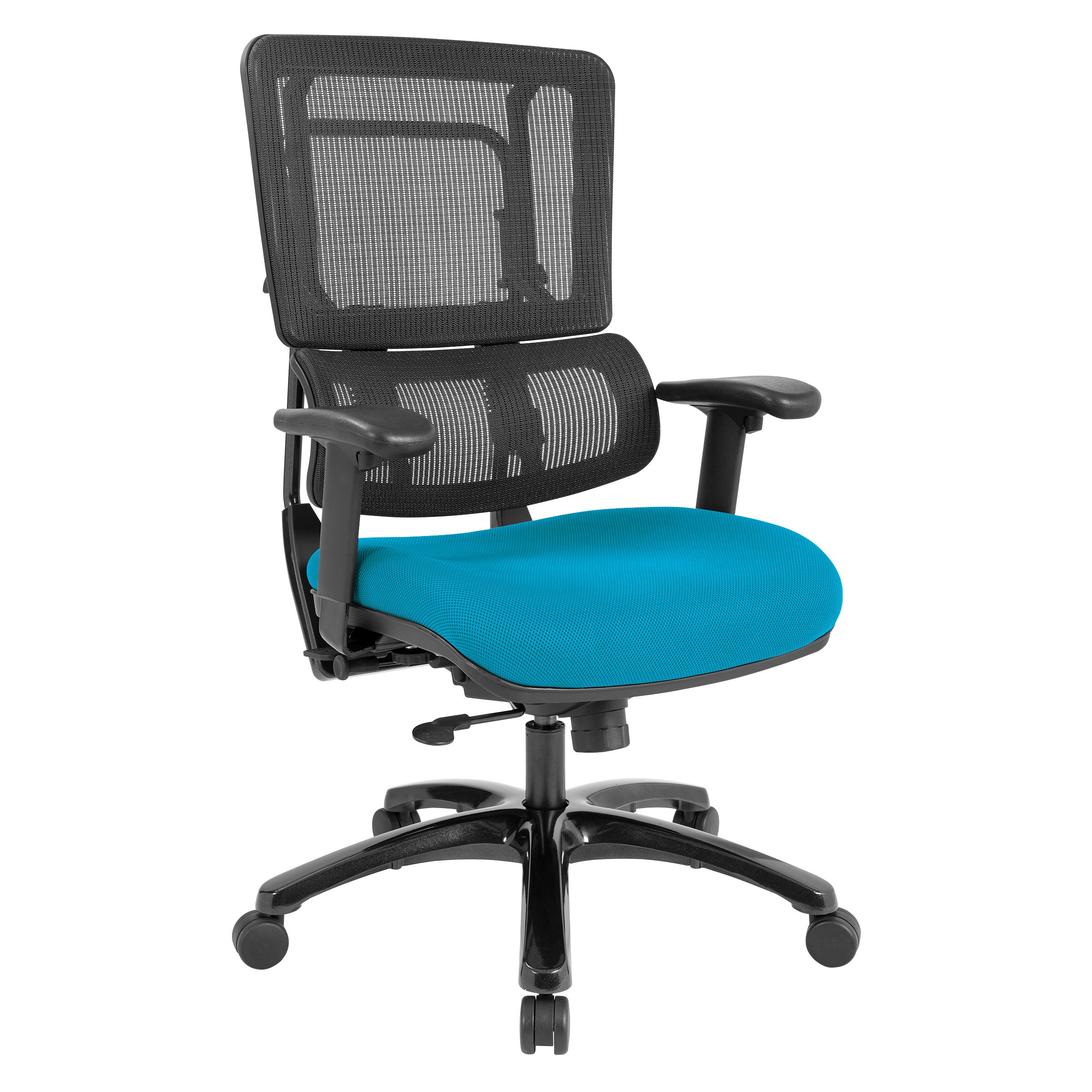 Vertical Black Mesh Back Chair with Shiny Black Base - Blue