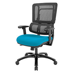 Vertical Black Mesh Back Chair with Shiny Black Base - Blue