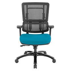 Vertical Black Mesh Back Chair with Shiny Black Base - Blue