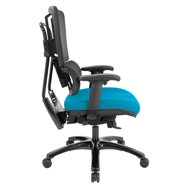 Vertical Black Mesh Back Chair with Shiny Black Base - Blue