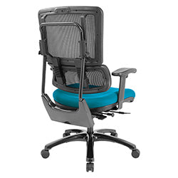 Vertical Black Mesh Back Chair with Shiny Black Base - Blue
