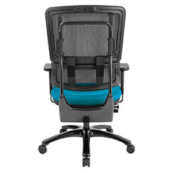 Vertical Black Mesh Back Chair with Shiny Black Base - Blue