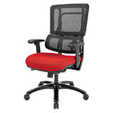 Vertical Black Mesh Back Chair with Shiny Black Base - Red