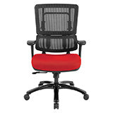 Vertical Black Mesh Back Chair with Shiny Black Base - Red