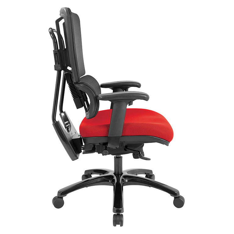 Vertical Black Mesh Back Chair with Shiny Black Base - Red