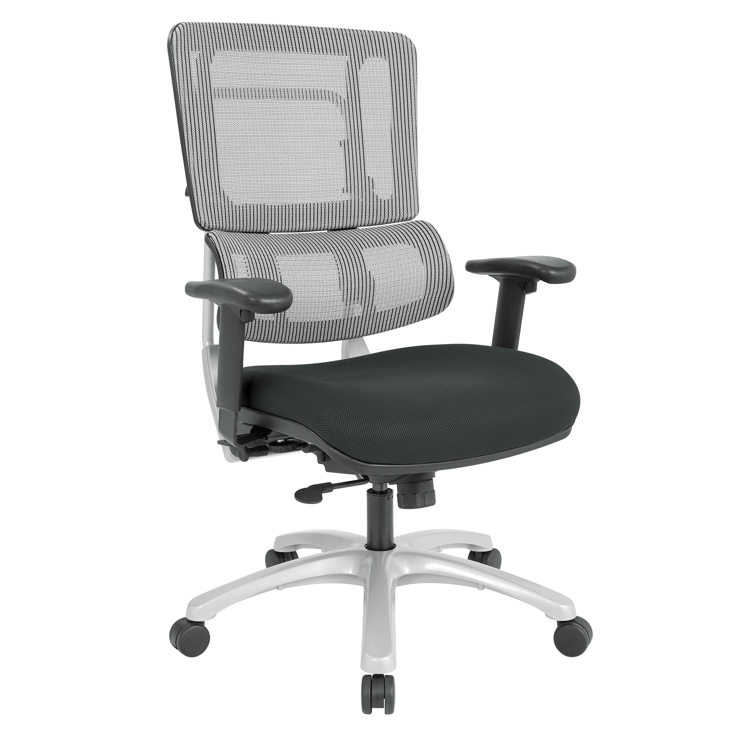 Vertical Grey Mesh Back Chair with Silver Base - Black