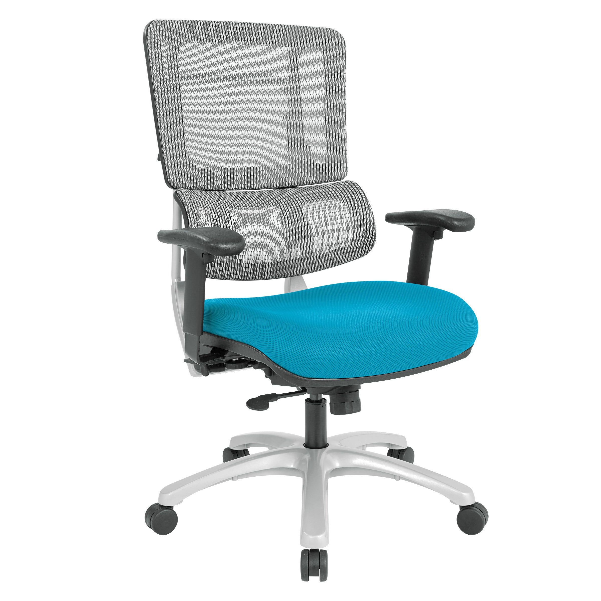 Vertical Grey Mesh Back Chair with Silver Base - Blue