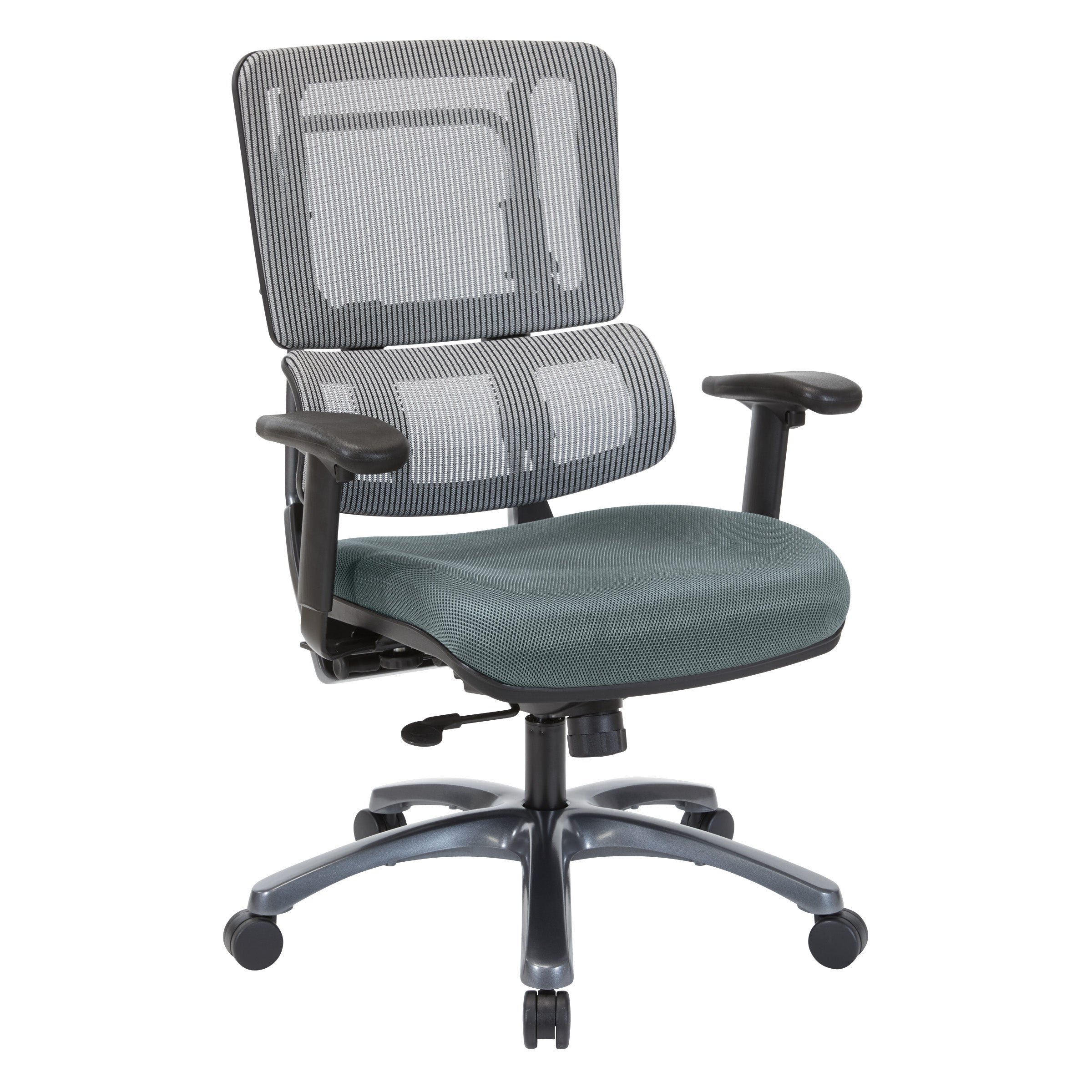 Vertical Grey Mesh Back Chair with Titanium Base - Grey