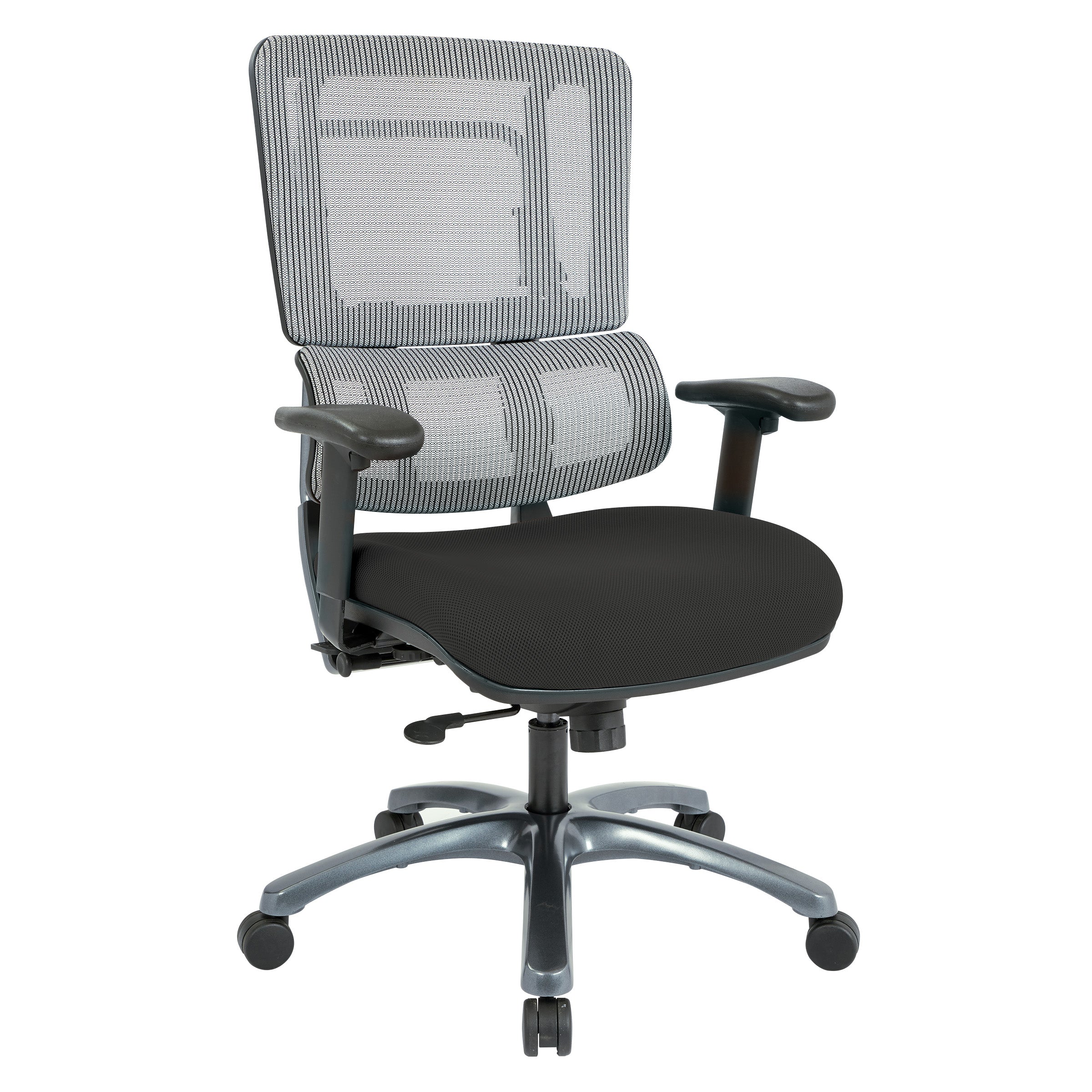 Vertical Grey Mesh Back Chair with Titanium Base - Black