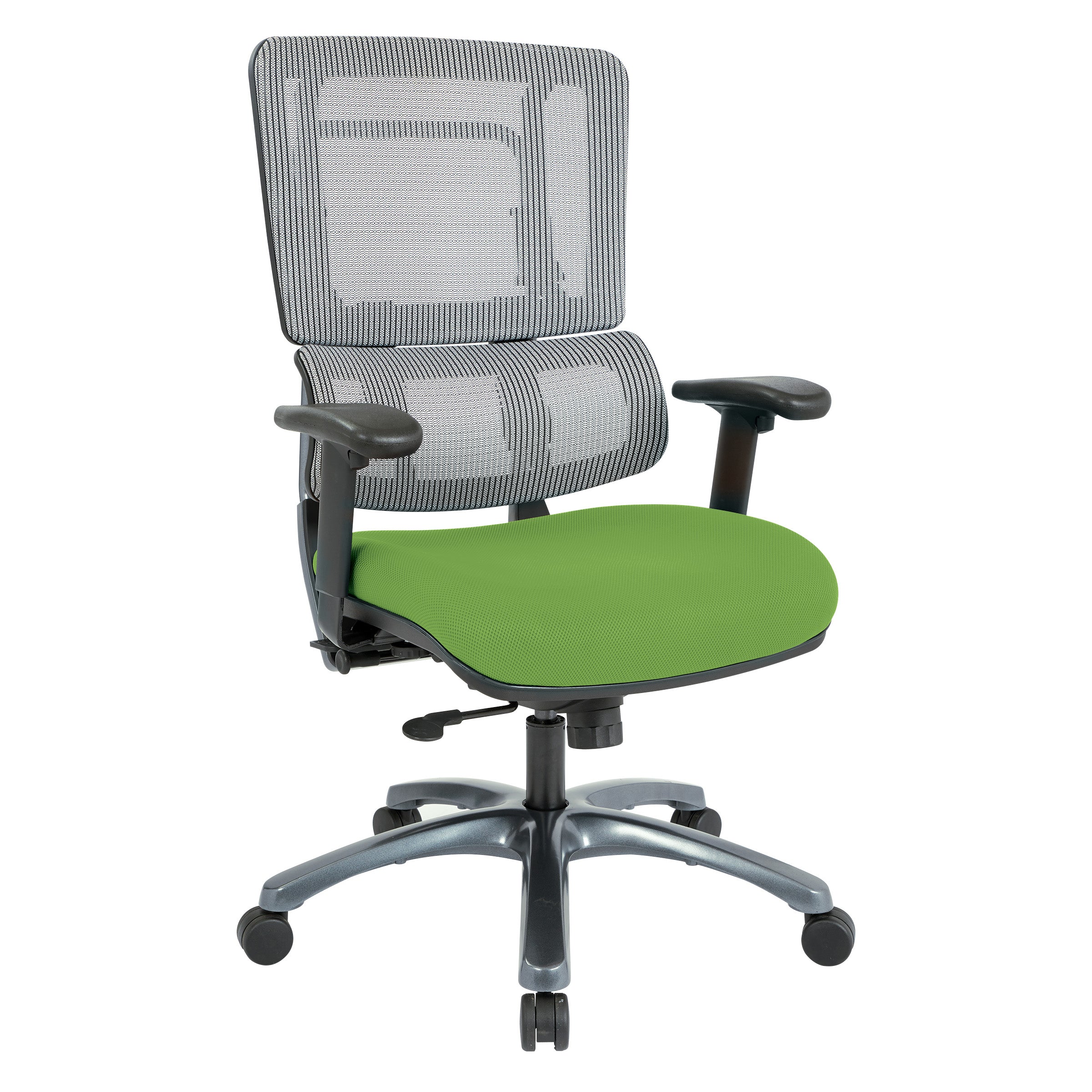 Vertical Grey Mesh Back Chair with Titanium Base - Green