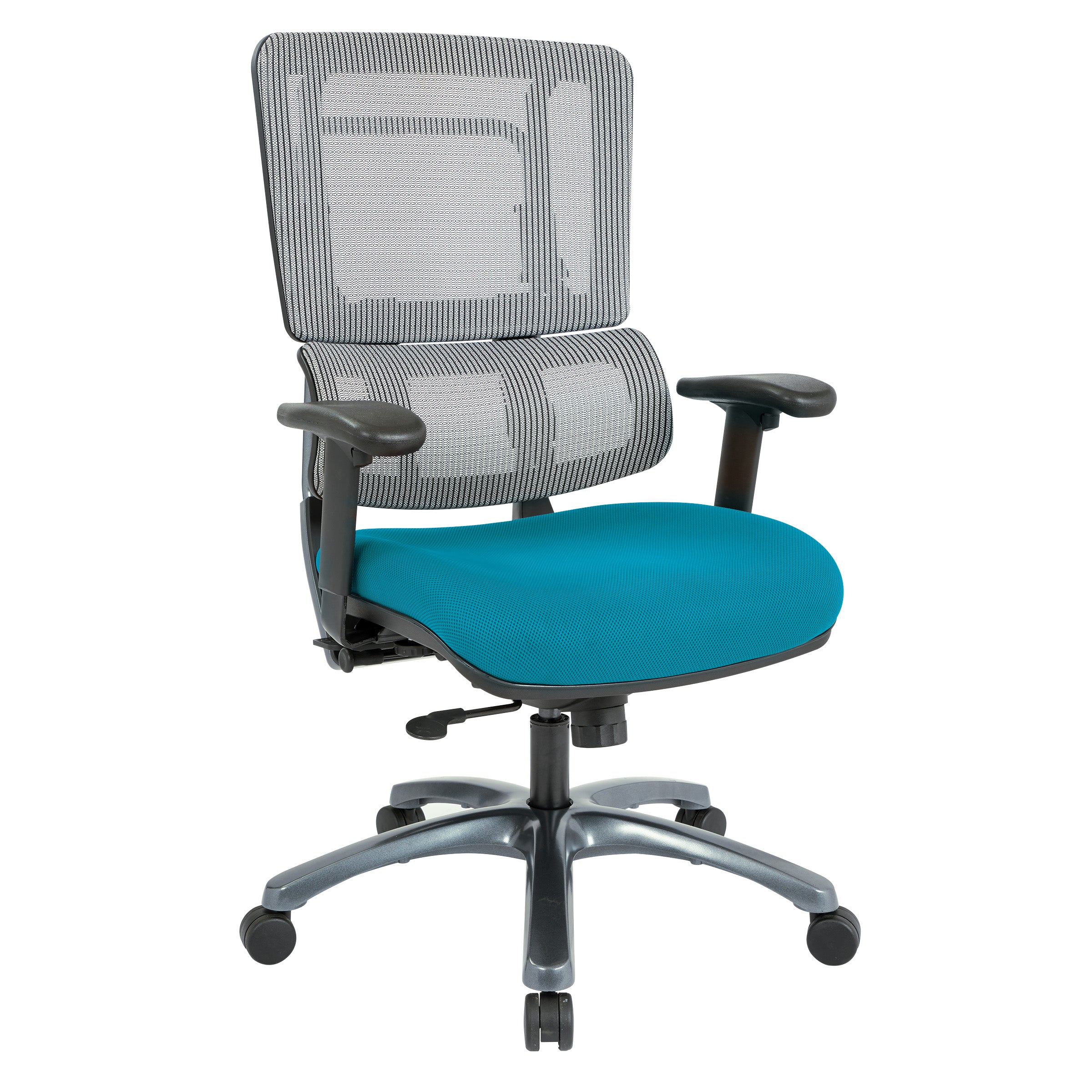 Vertical Grey Mesh Back Chair with Titanium Base - Blue