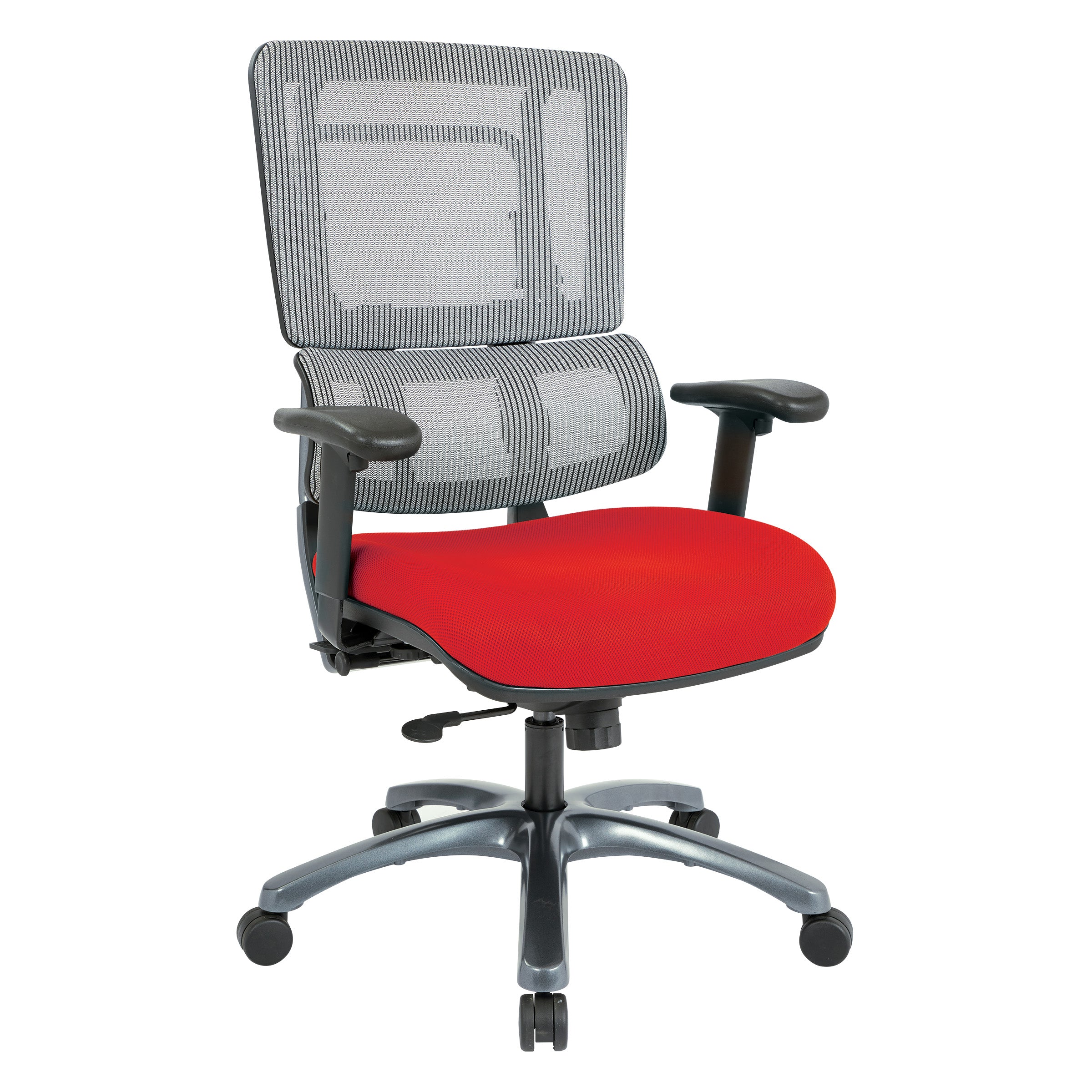 Vertical Grey Mesh Back Chair with Titanium Base - Red