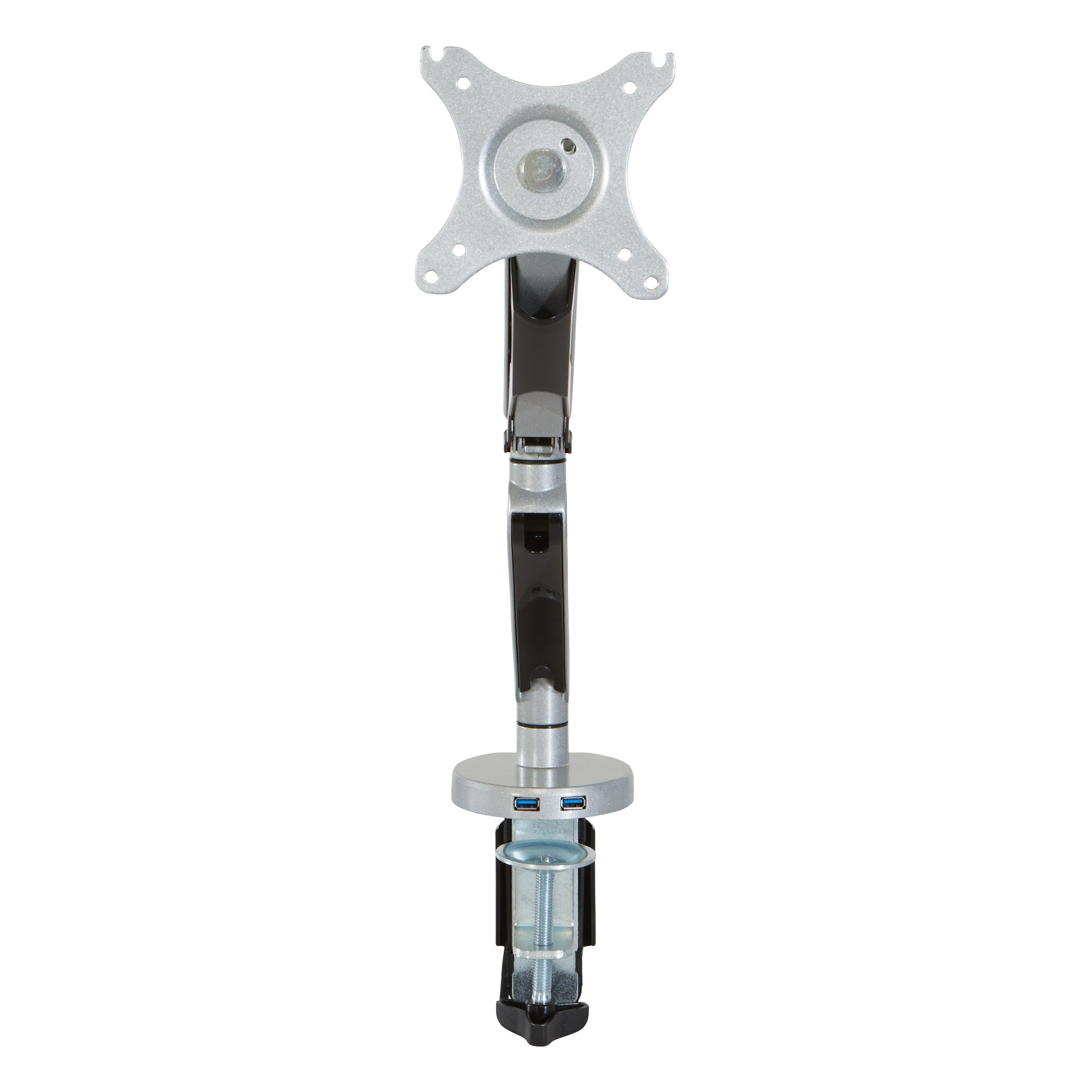 Single Monitor Arm with USB  - Silver