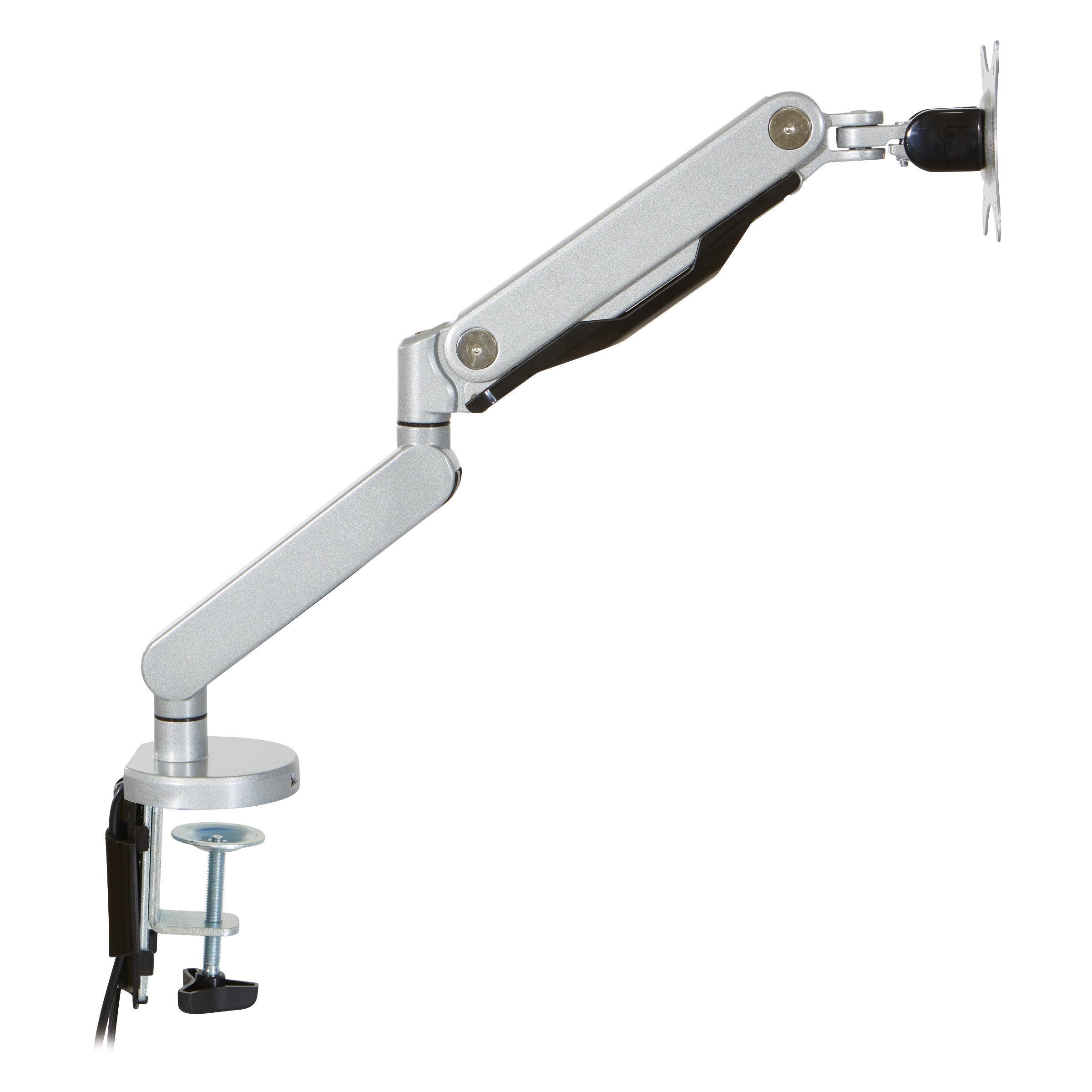 Single Monitor Arm with USB  - Silver