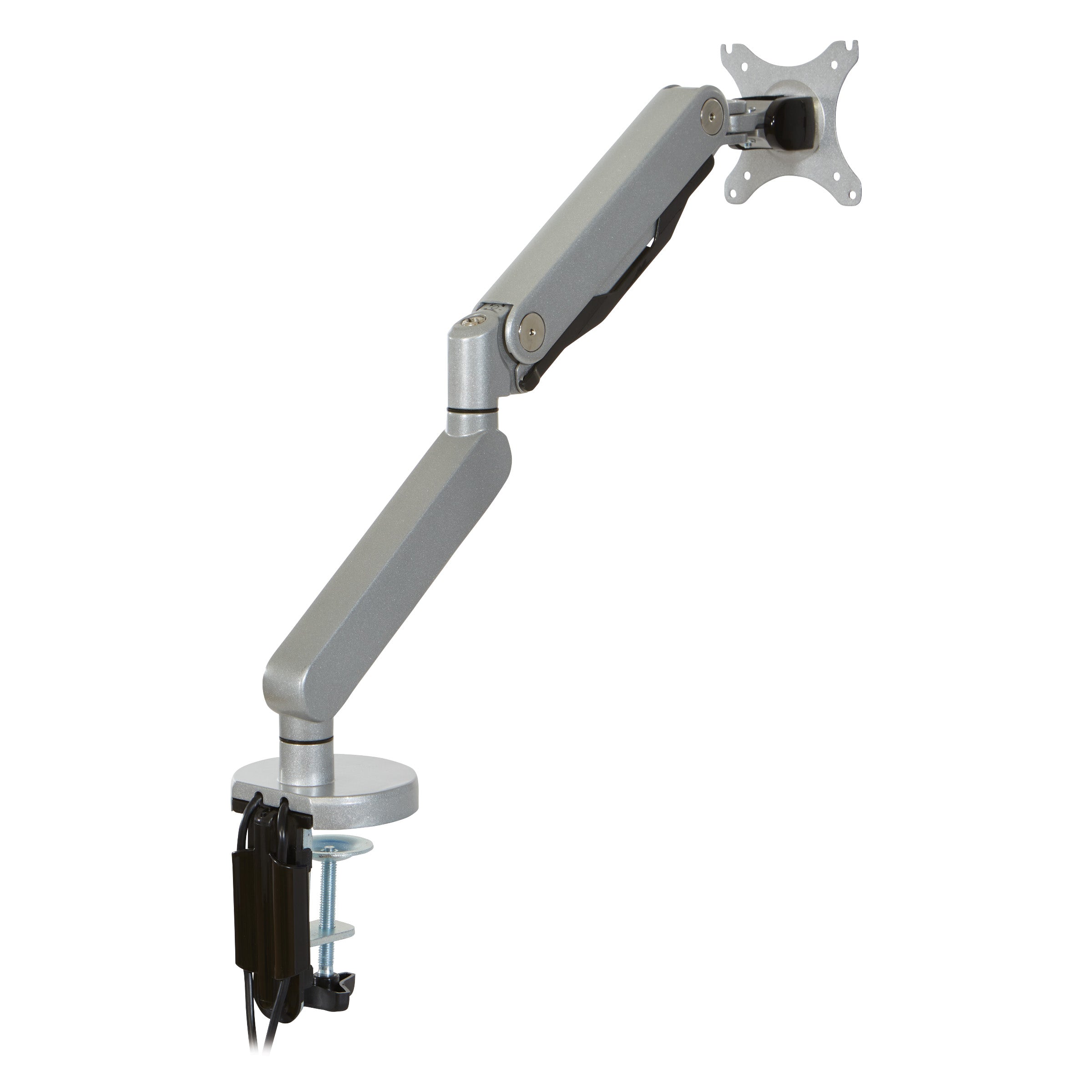 Single Monitor Arm with USB  - Silver