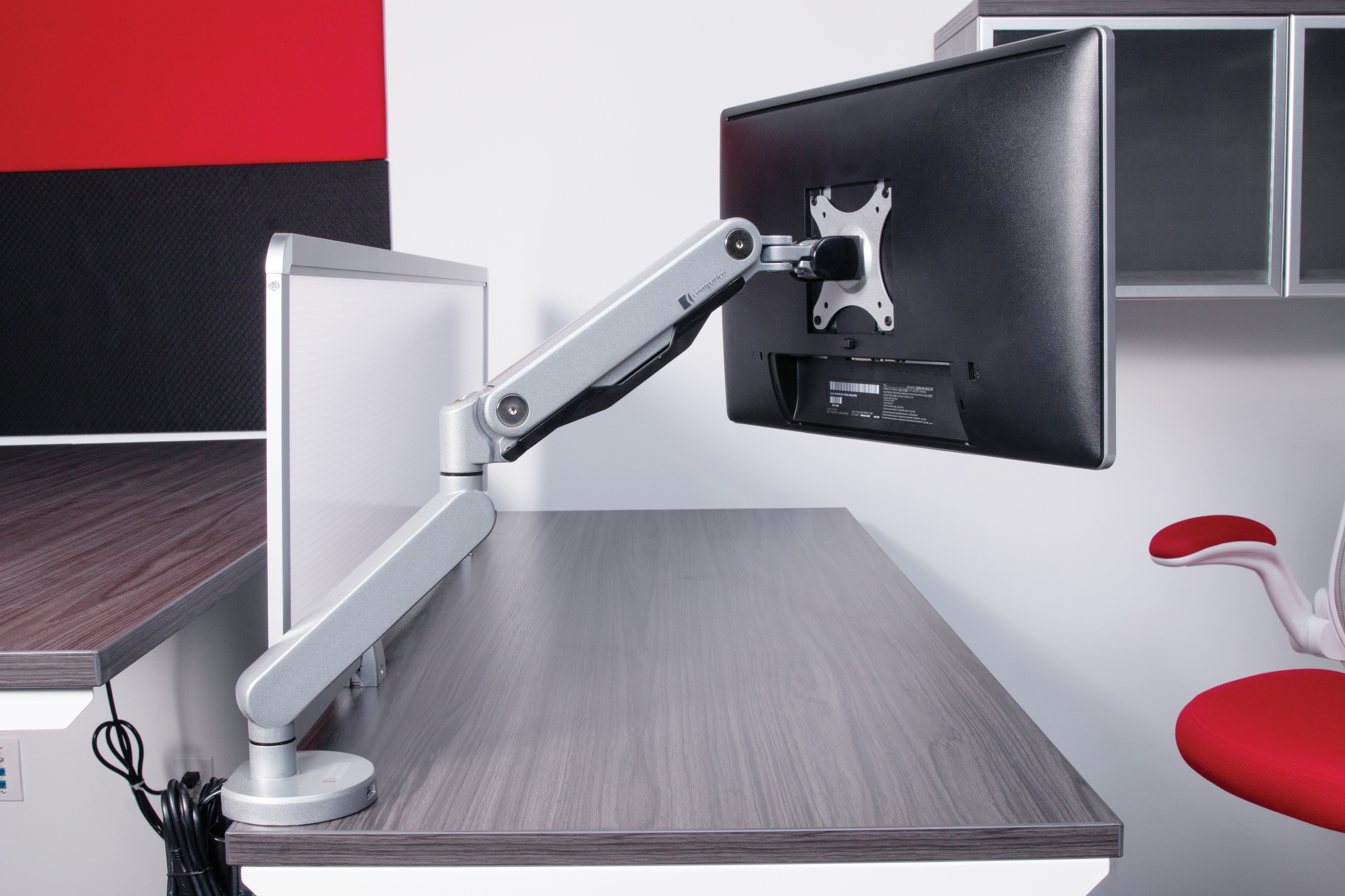 Single Monitor Arm with USB  - Silver