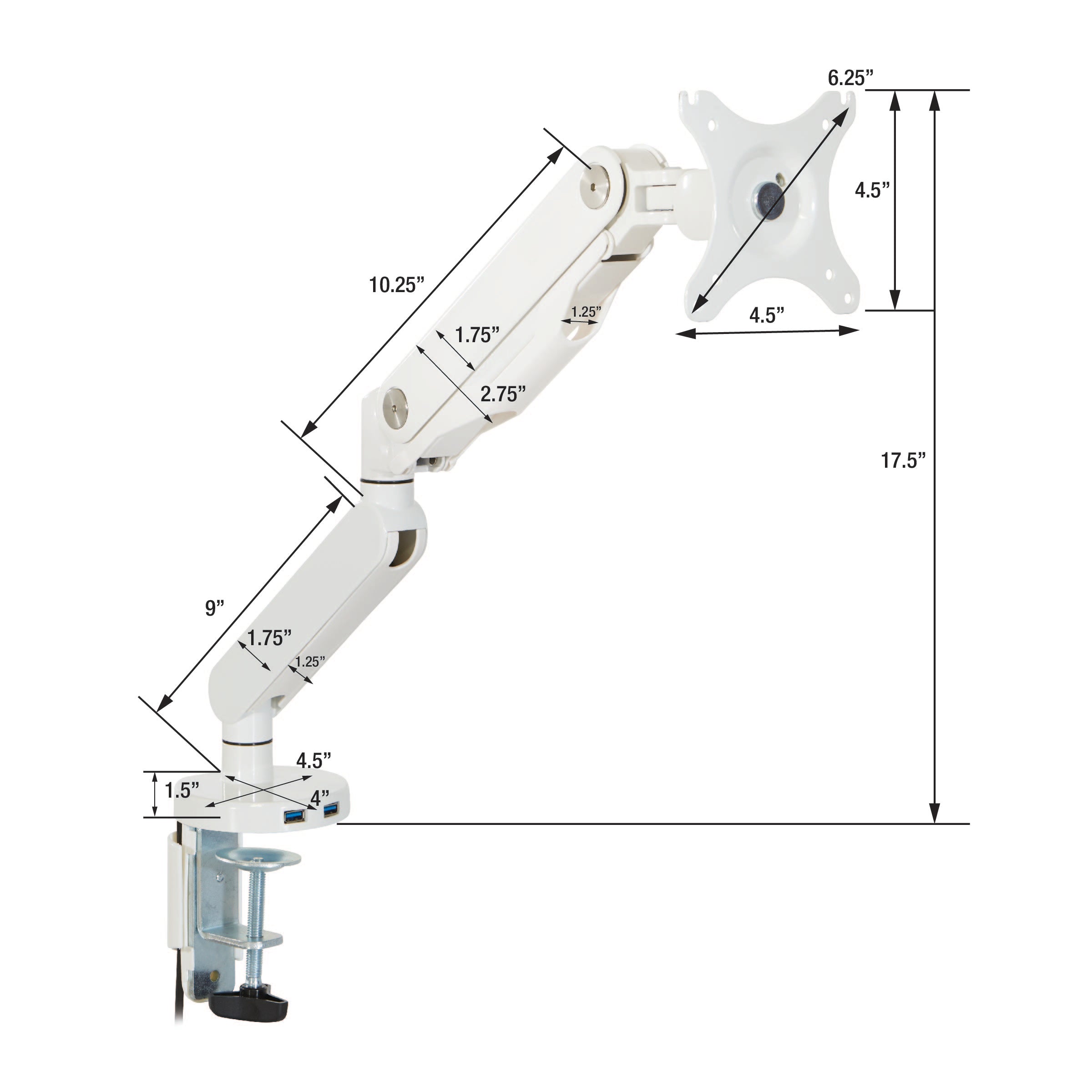 Single Monitor Arm - White