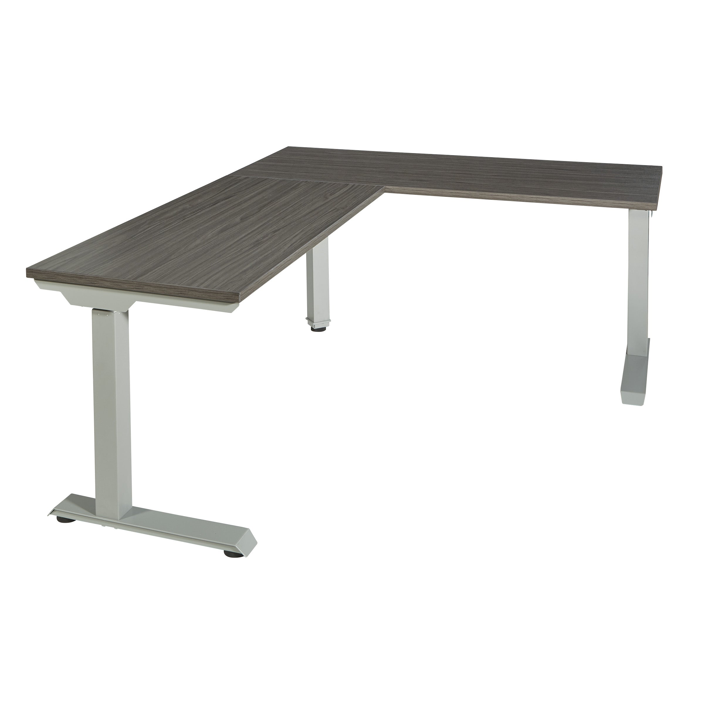 Ascend II 3 Stage 60" x 72" Electric Height Adjustable L-Shape Table - Slate Grey/Silver