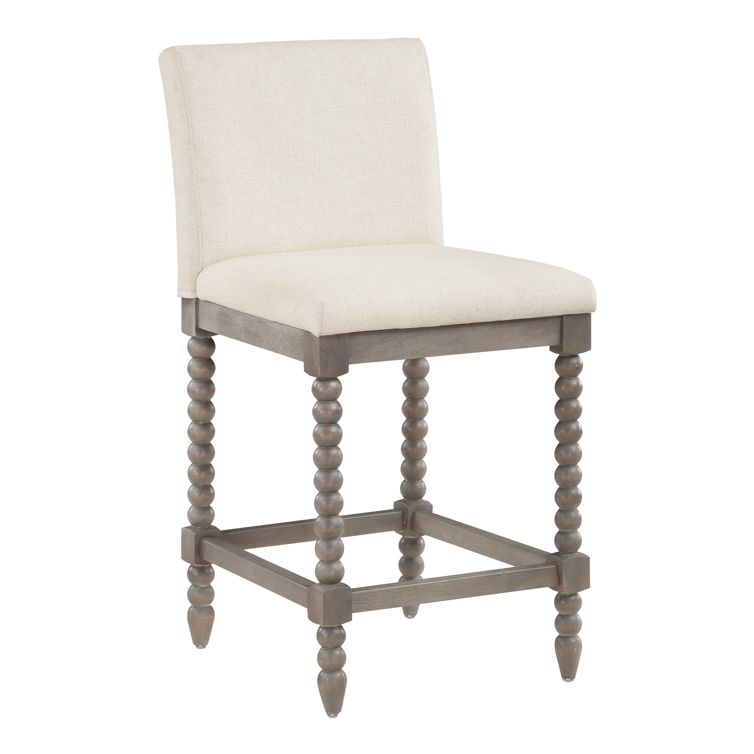 Abbott 26" Spindle Stool - Linen / Brushed Grey