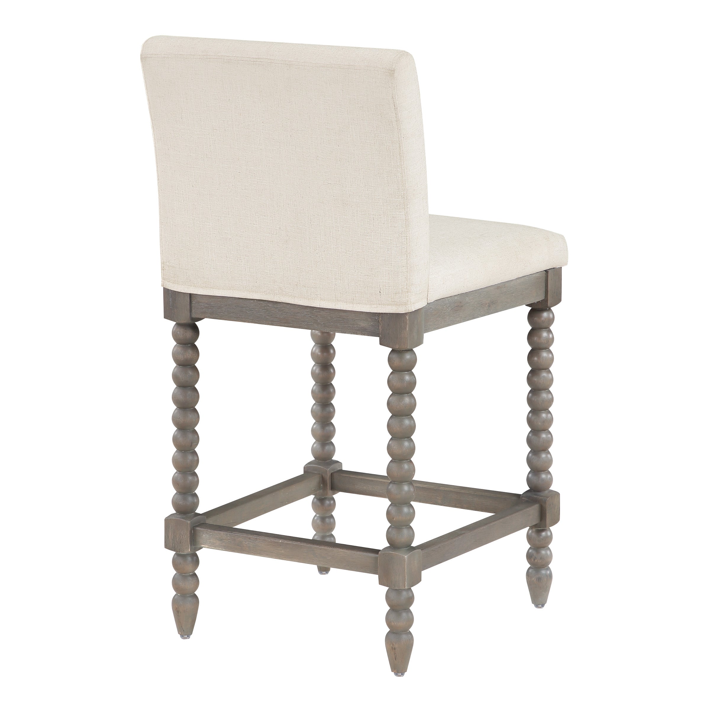 Abbott 26" Spindle Stool - Linen / Brushed Grey
