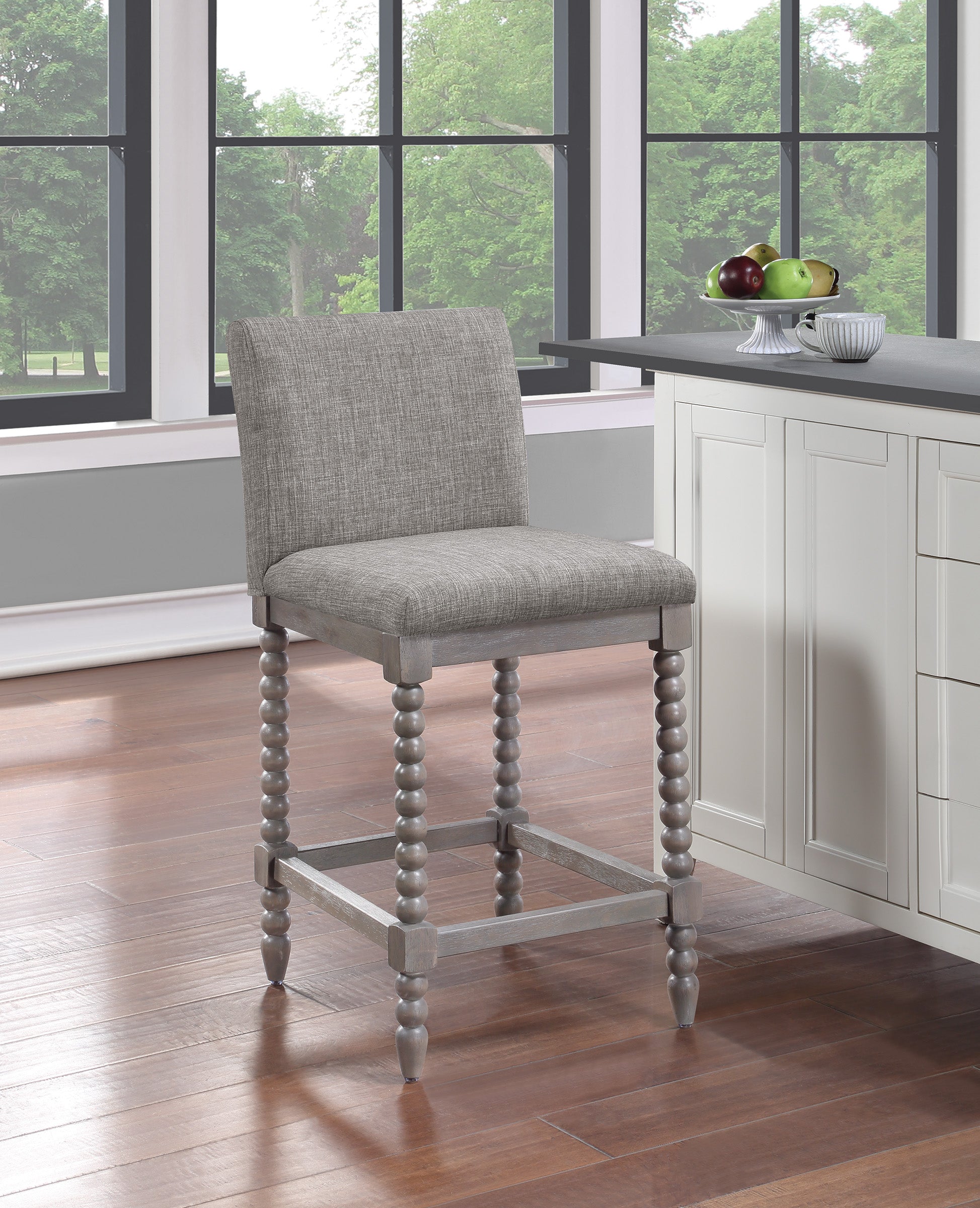 Abbott 26" Spindle Stool - Dove / Brushed Grey