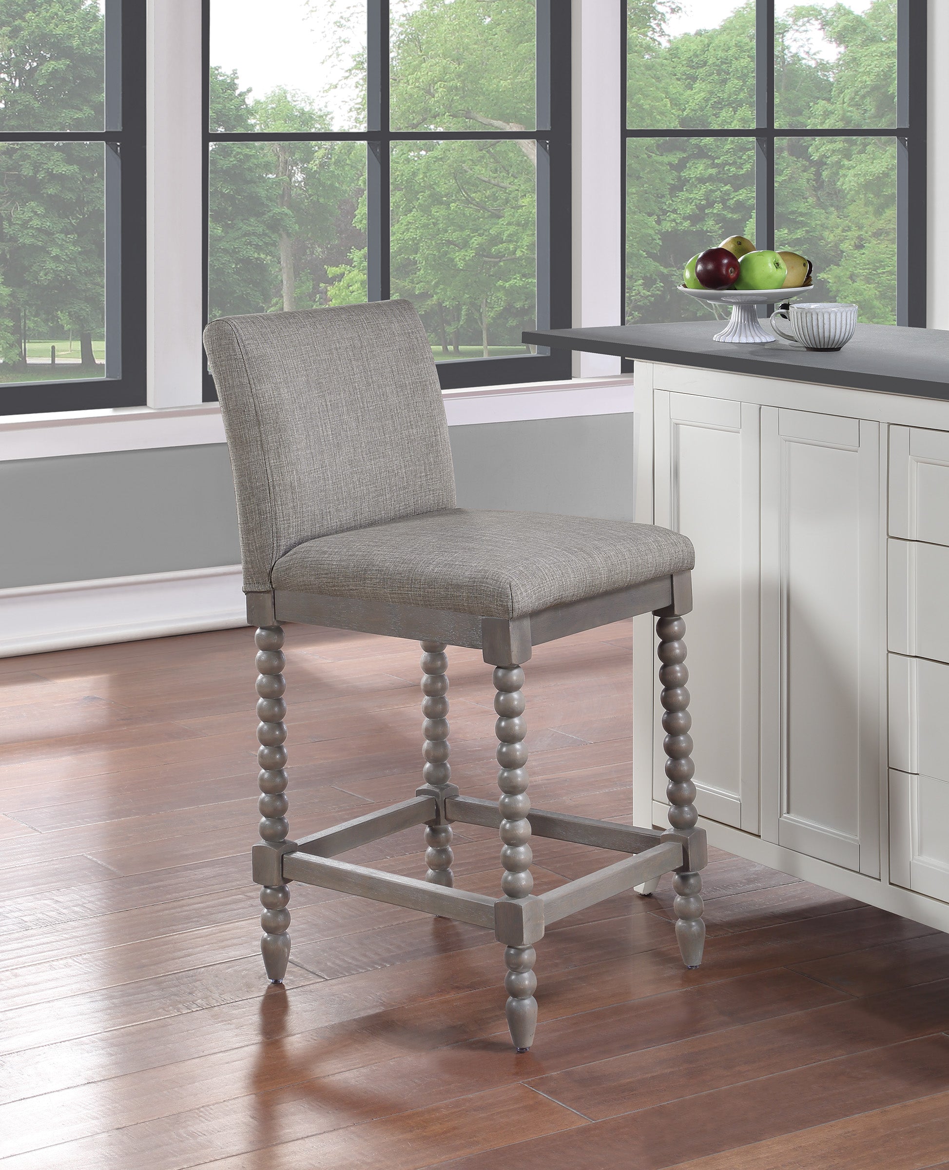Abbott 26" Spindle Stool - Dove / Brushed Grey