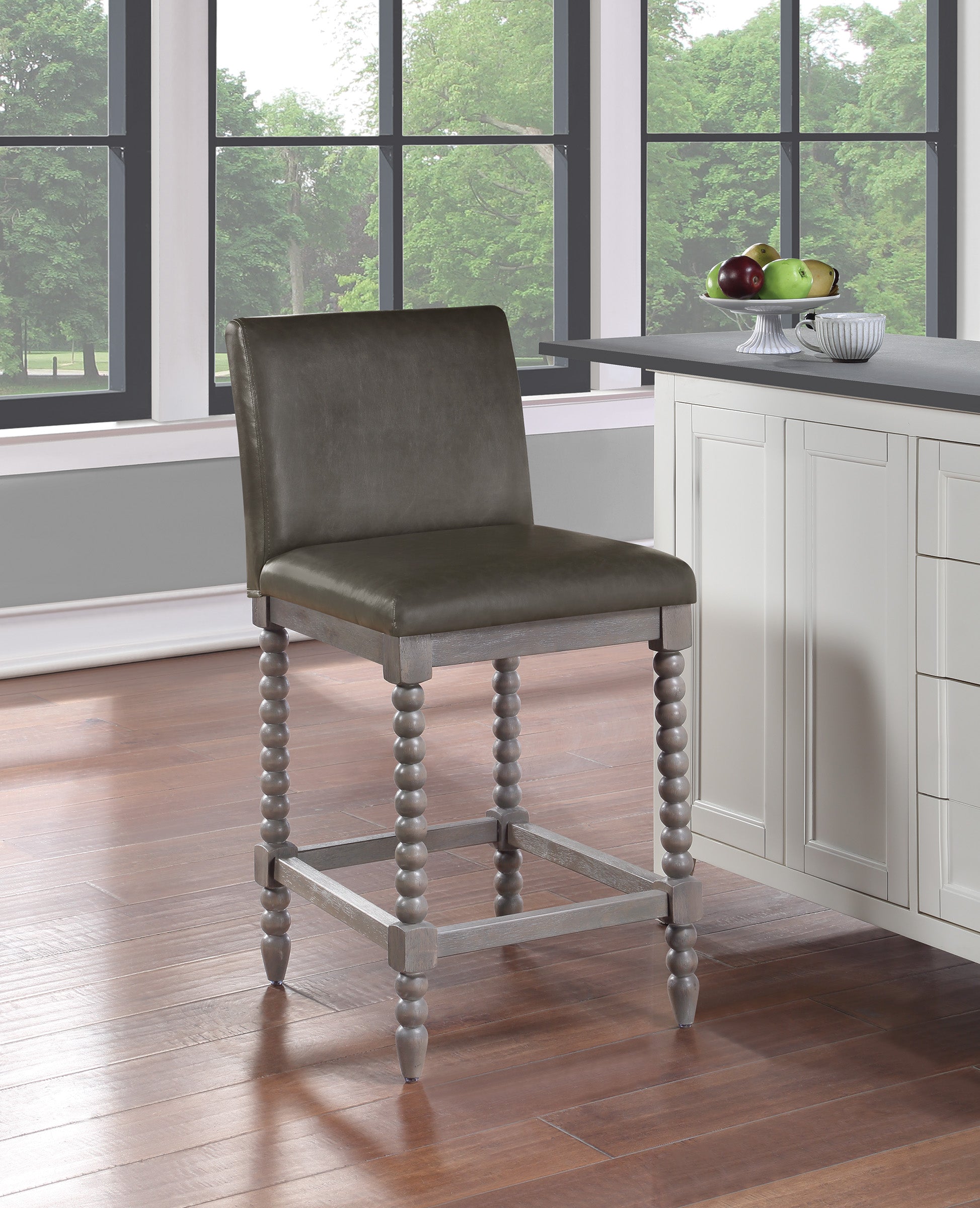 Abbott 26" Spindle Stool - Pewter / Brushed Grey