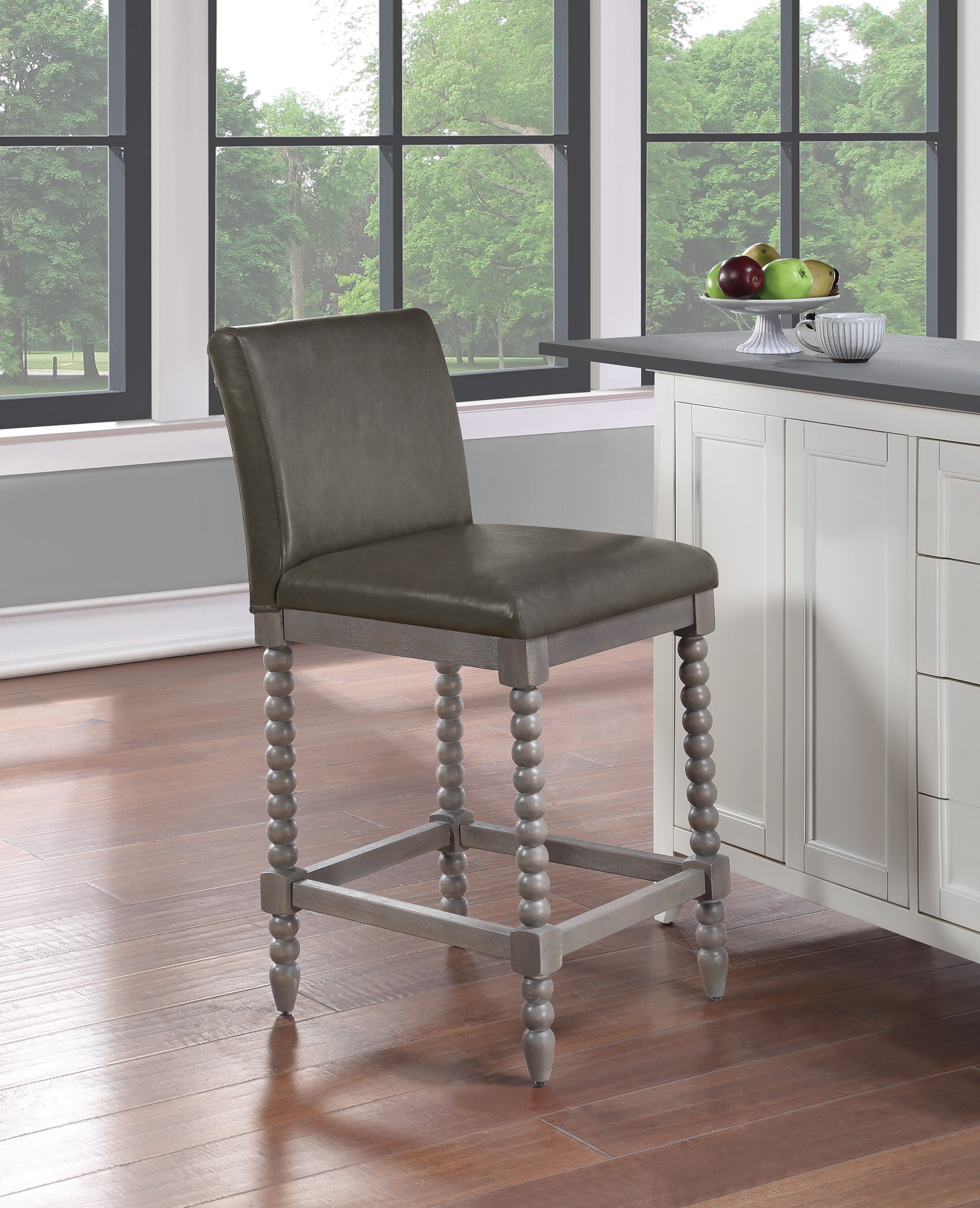 Abbott 26" Spindle Stool - Pewter / Brushed Grey