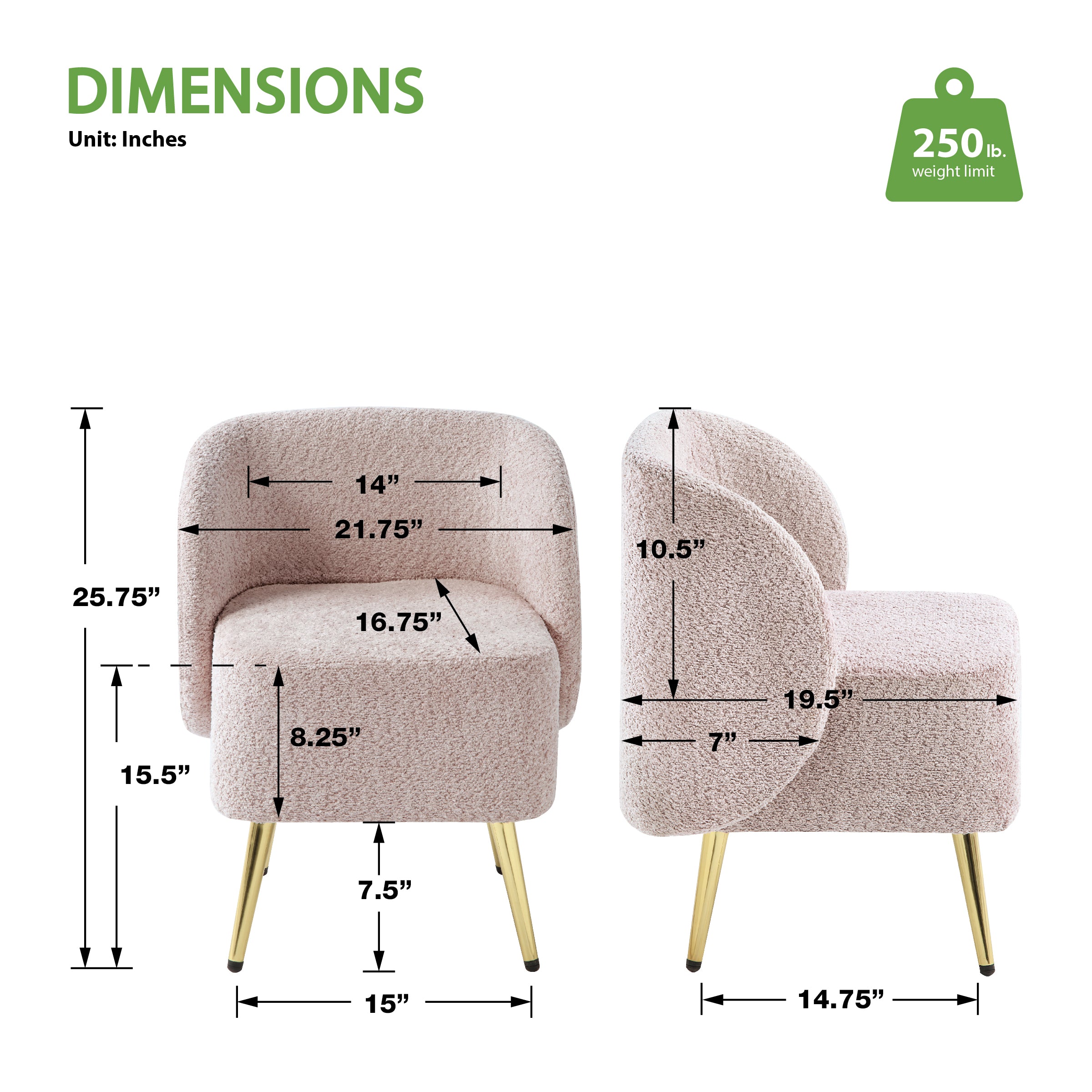 Abrina Vanity Chair - Dusty Rose