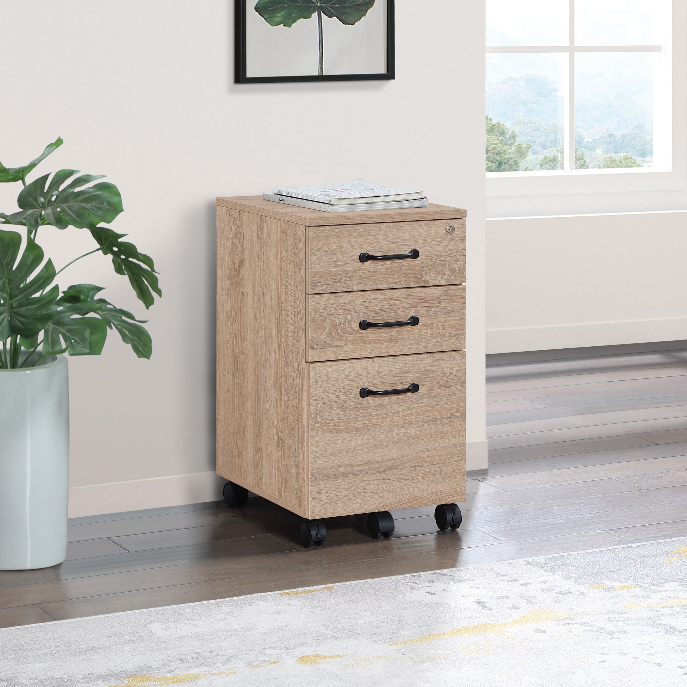 Ace 3 Drawer Mobile File in River Oak Finish