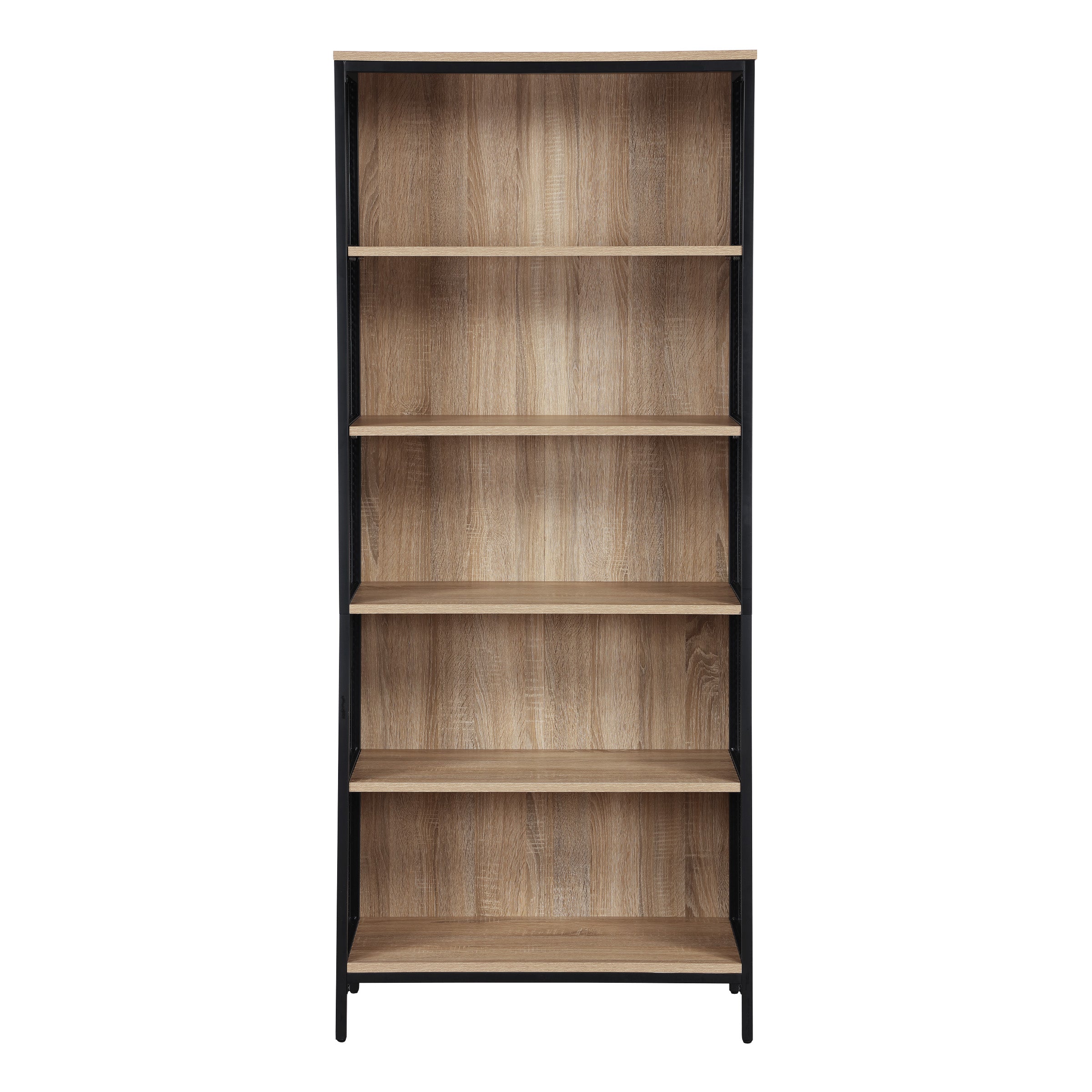 Ace 72” 5-Shelf Bookcase in Rustic Oak Finish