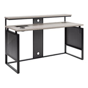 Ace 60" Desk with Hutch in Grey Taupe Top and Matte Black Frame