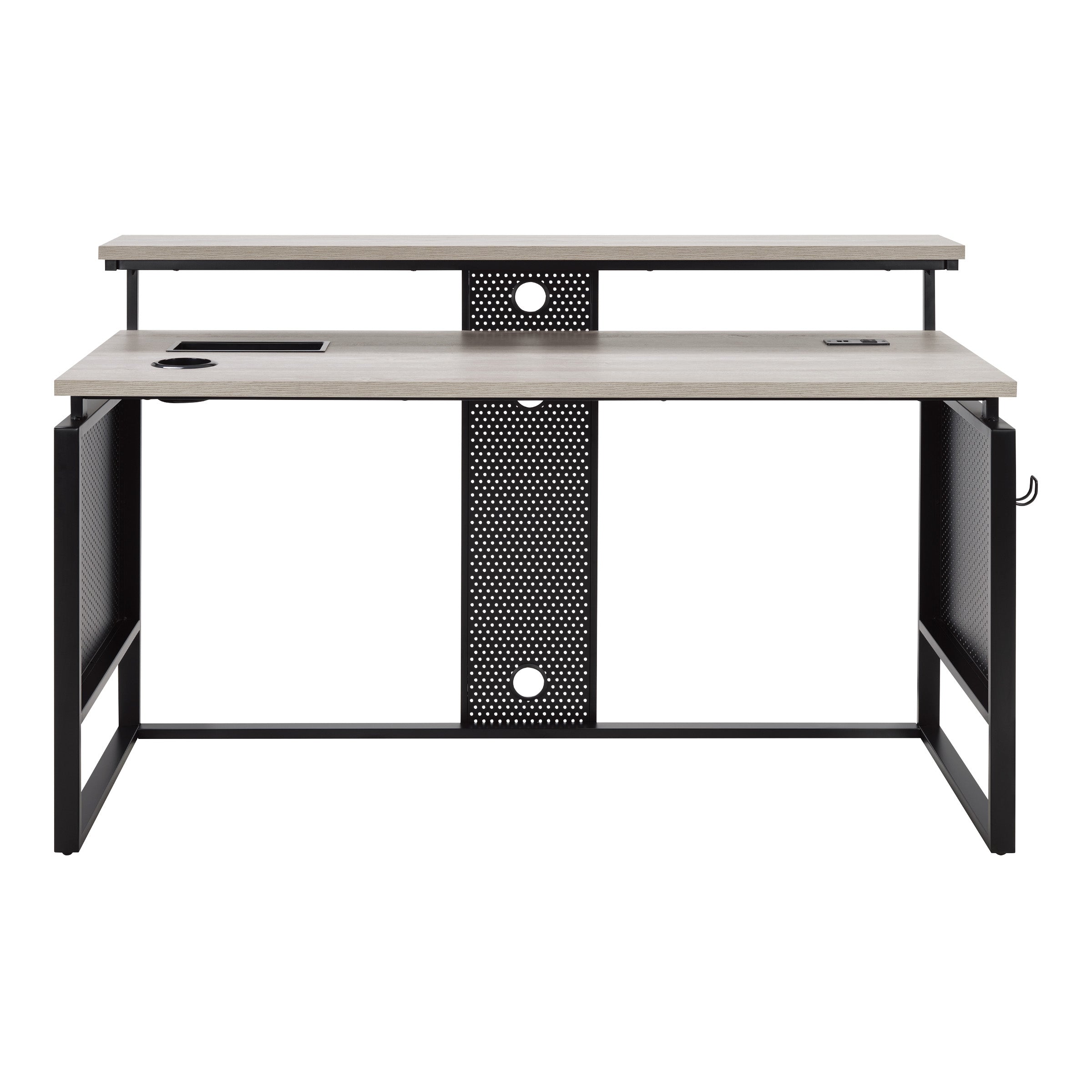 Ace 60" Desk with Hutch in Grey Taupe Top and Matte Black Frame