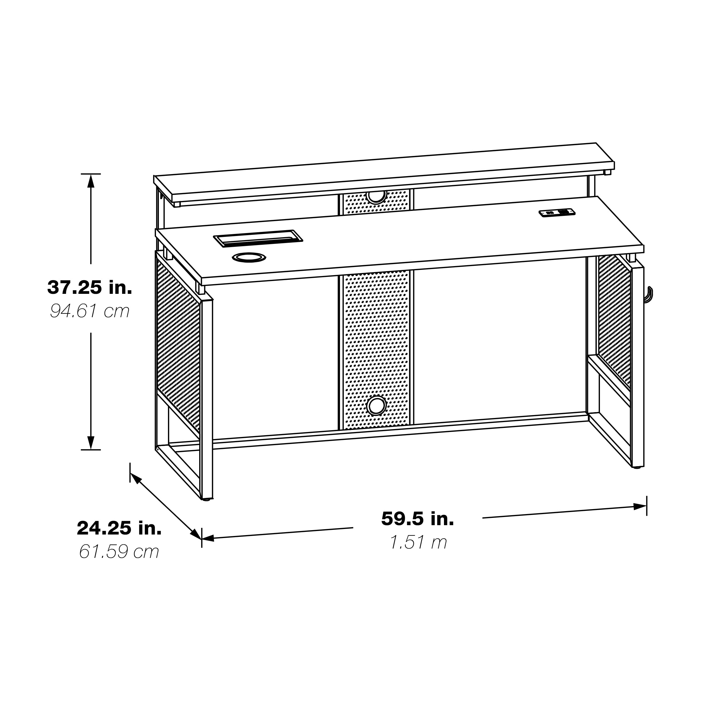 ACE 60" Desk with Hutch Shelf - River Oak/Black