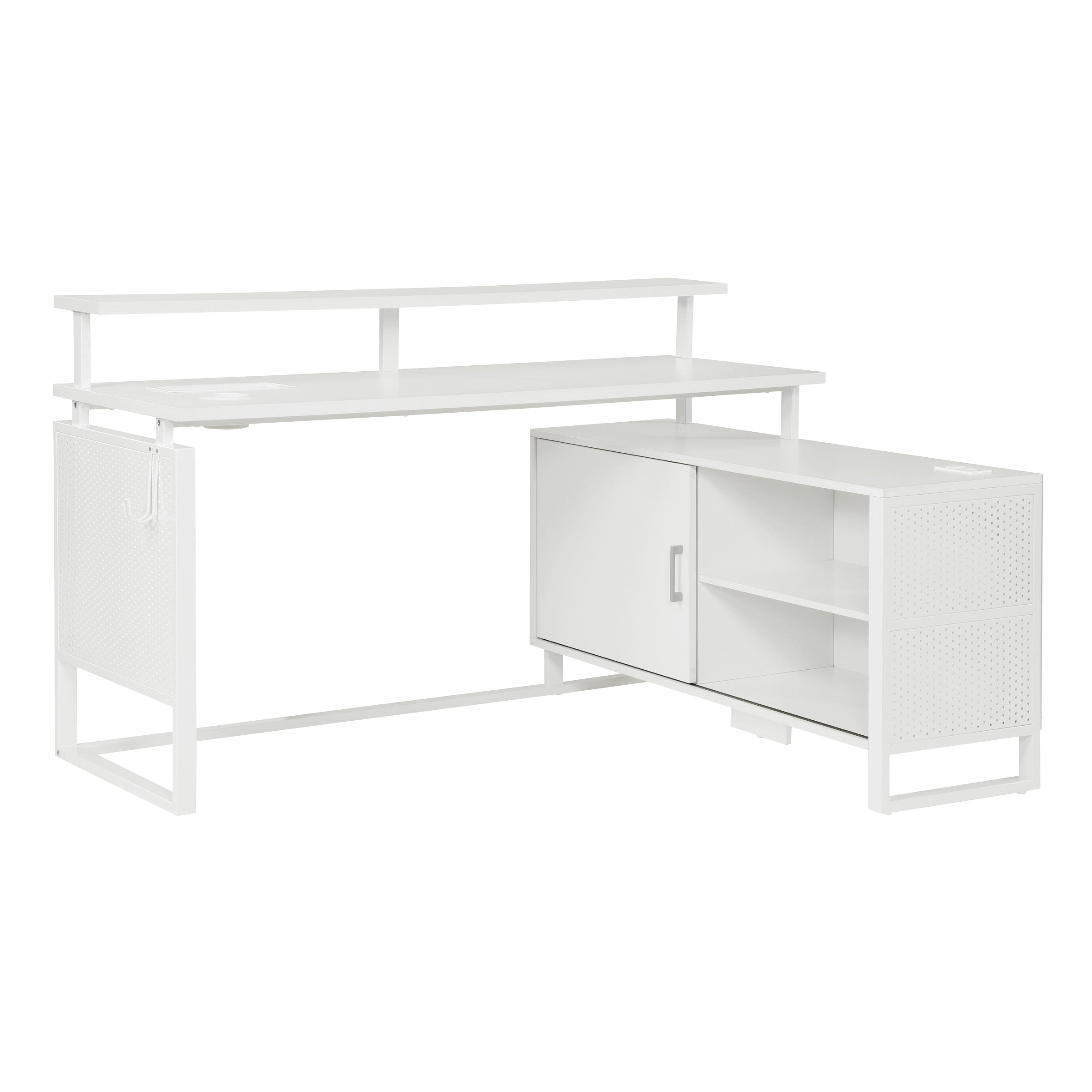 ACE L-Desk with Hutch Shelf - White