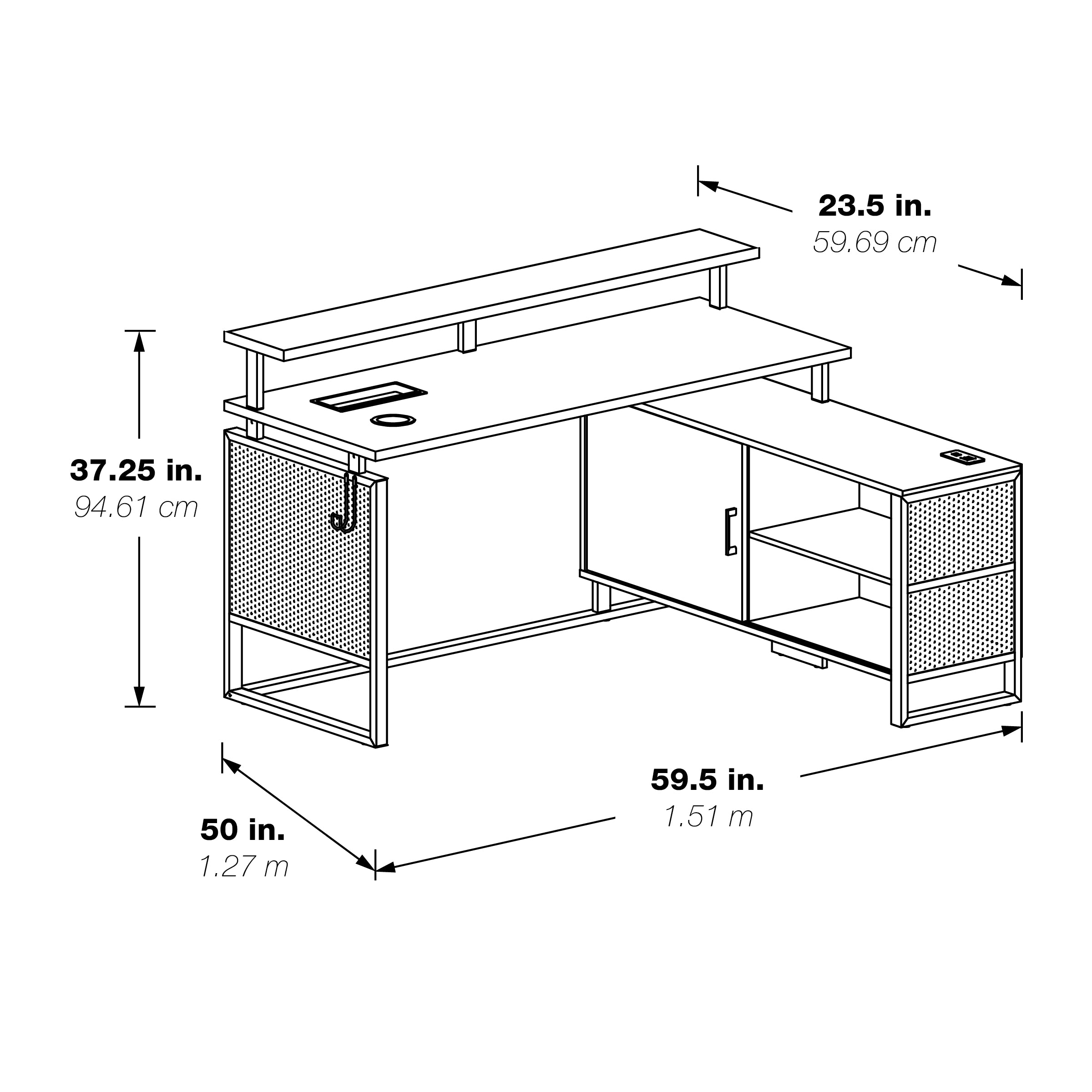 ACE L-Desk with Hutch Shelf - White