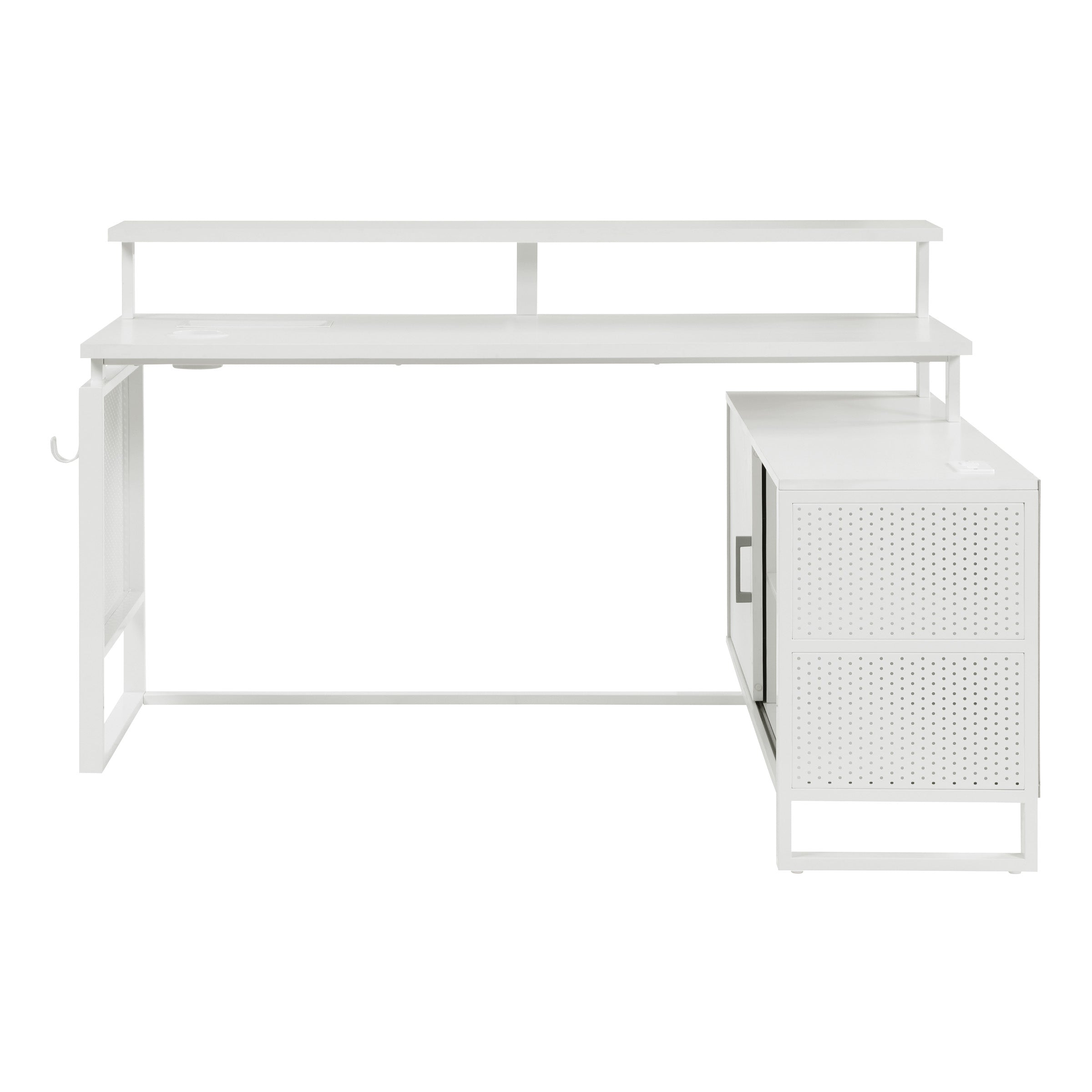 ACE L-Desk with Hutch Shelf - White