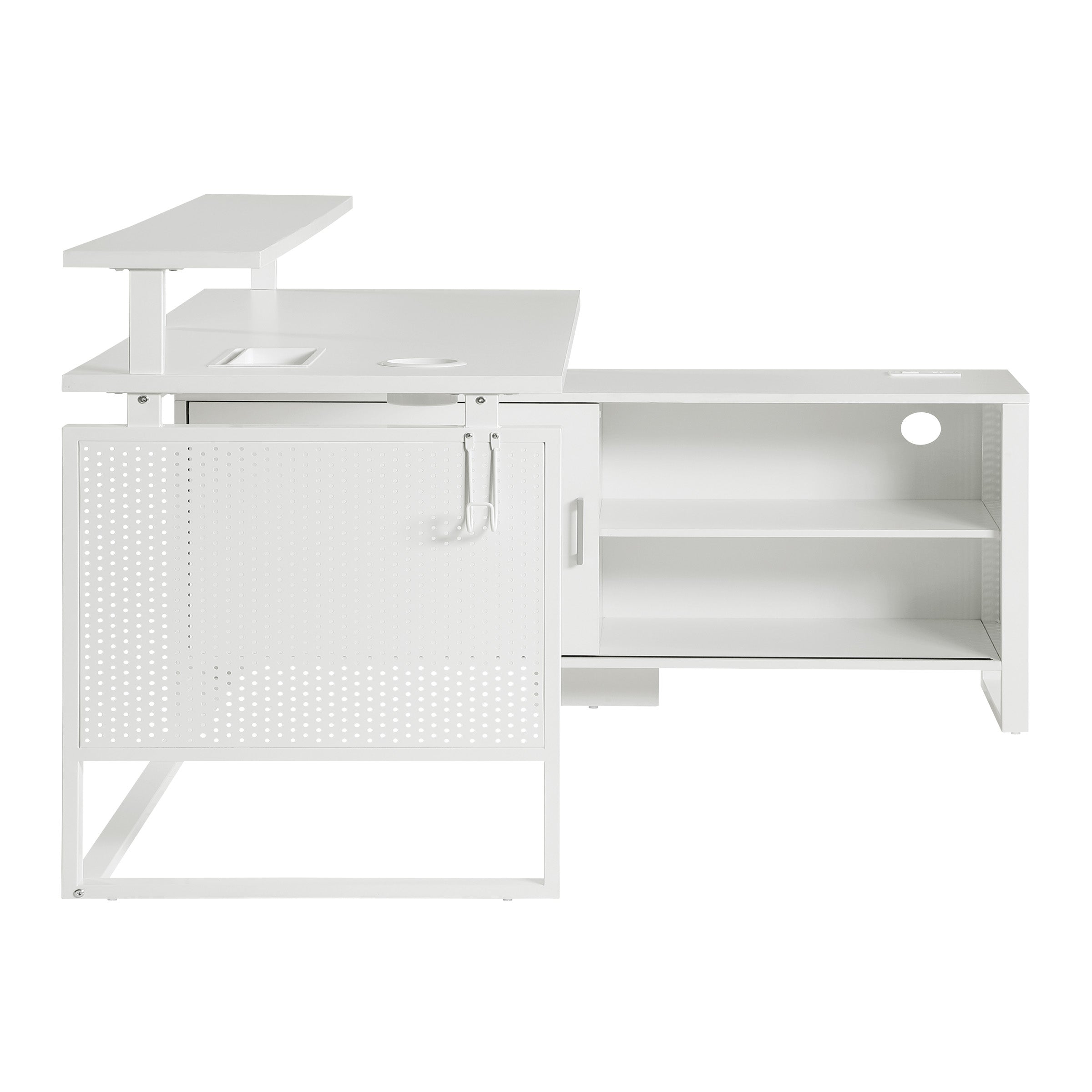 ACE L-Desk with Hutch Shelf - White