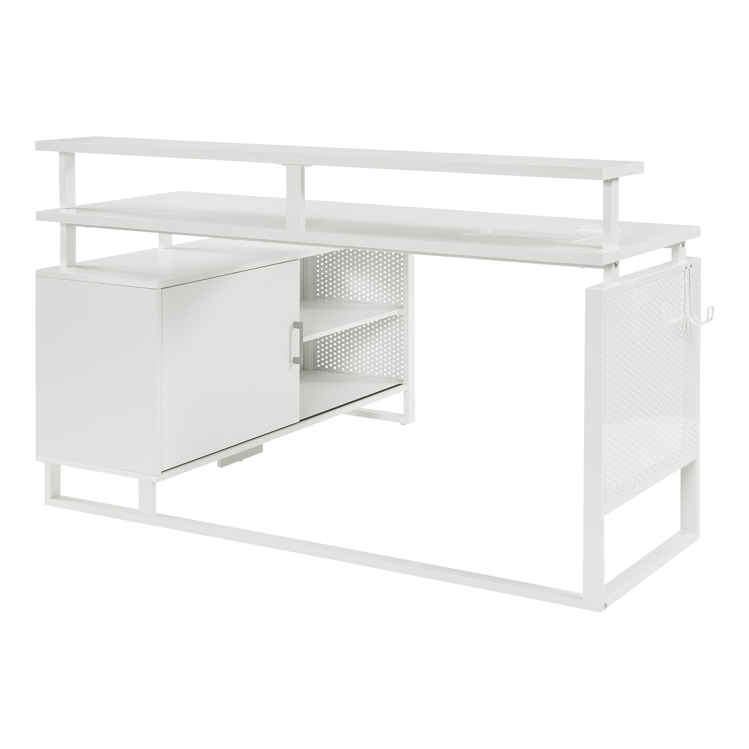 ACE L-Desk with Hutch Shelf - White