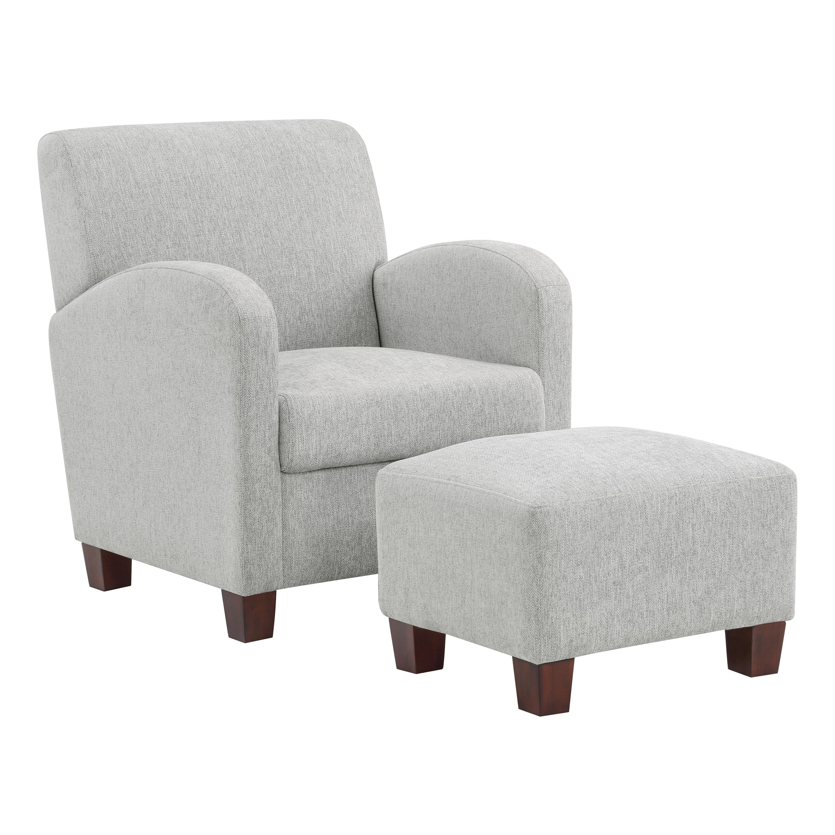 Aiden Chair & Ottoman Herringbone  - Smoke