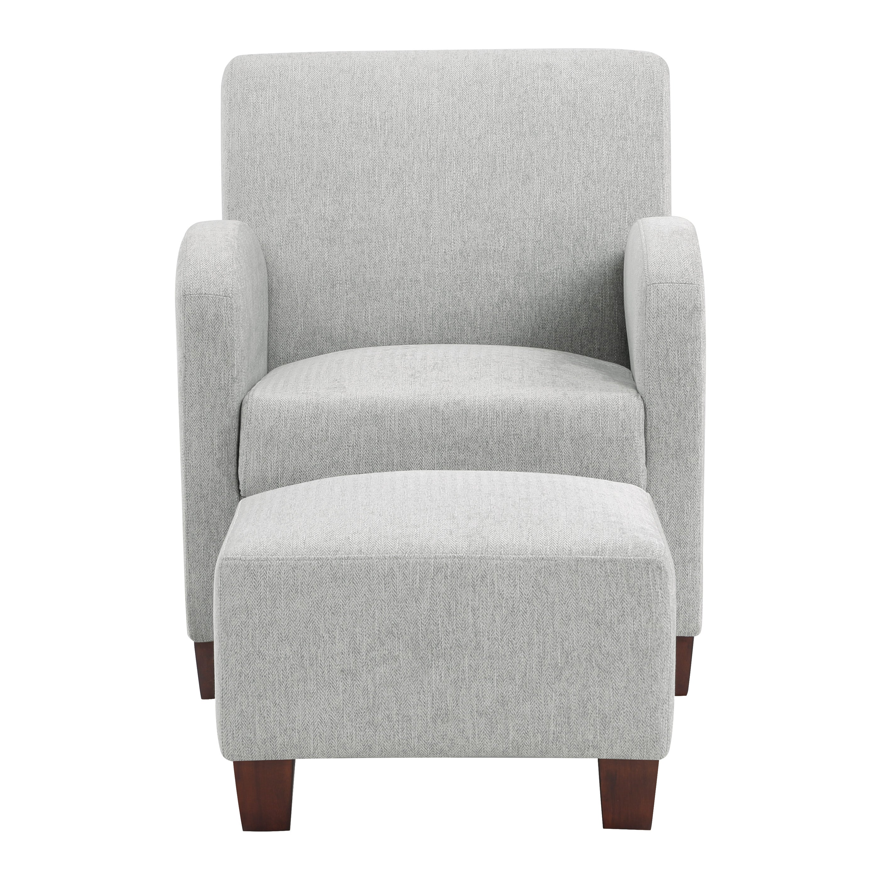 Aiden Chair & Ottoman Herringbone  - Smoke