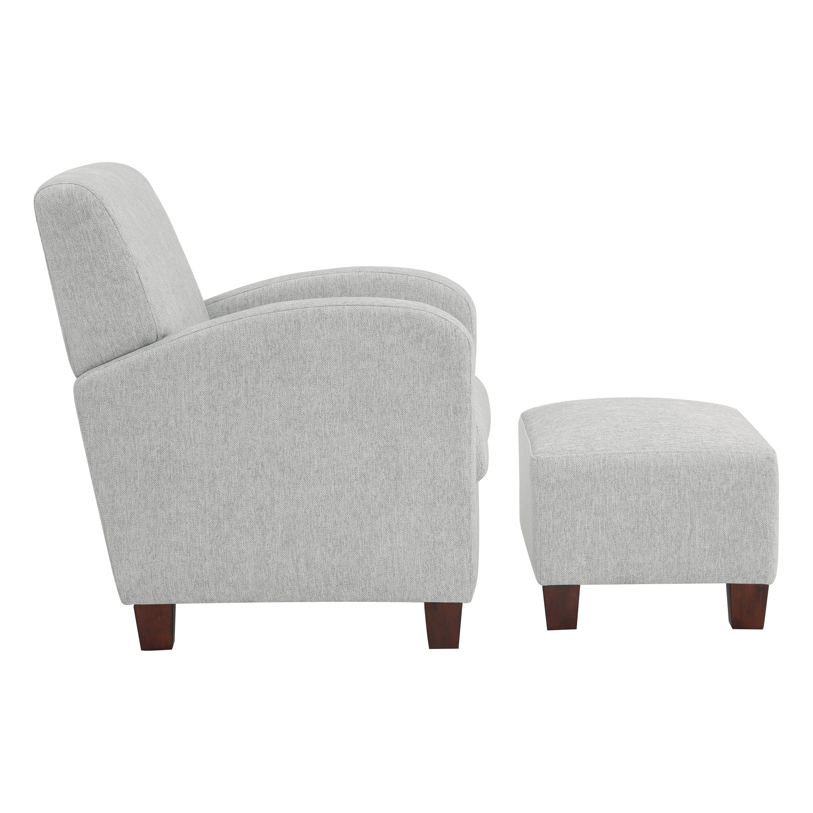 Aiden Chair & Ottoman Herringbone  - Smoke