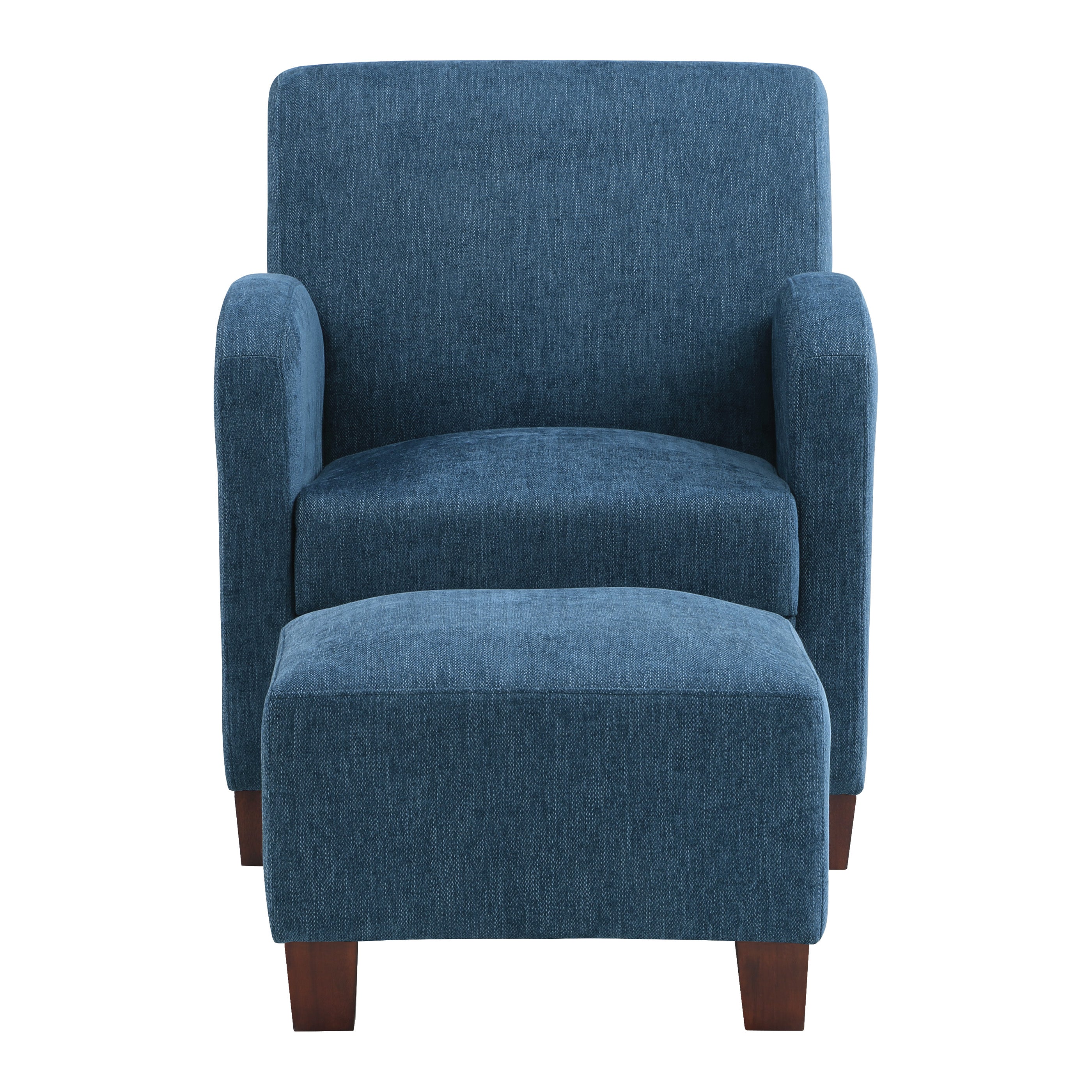 Aiden Chair & Ottoman Herringbone  - Navy