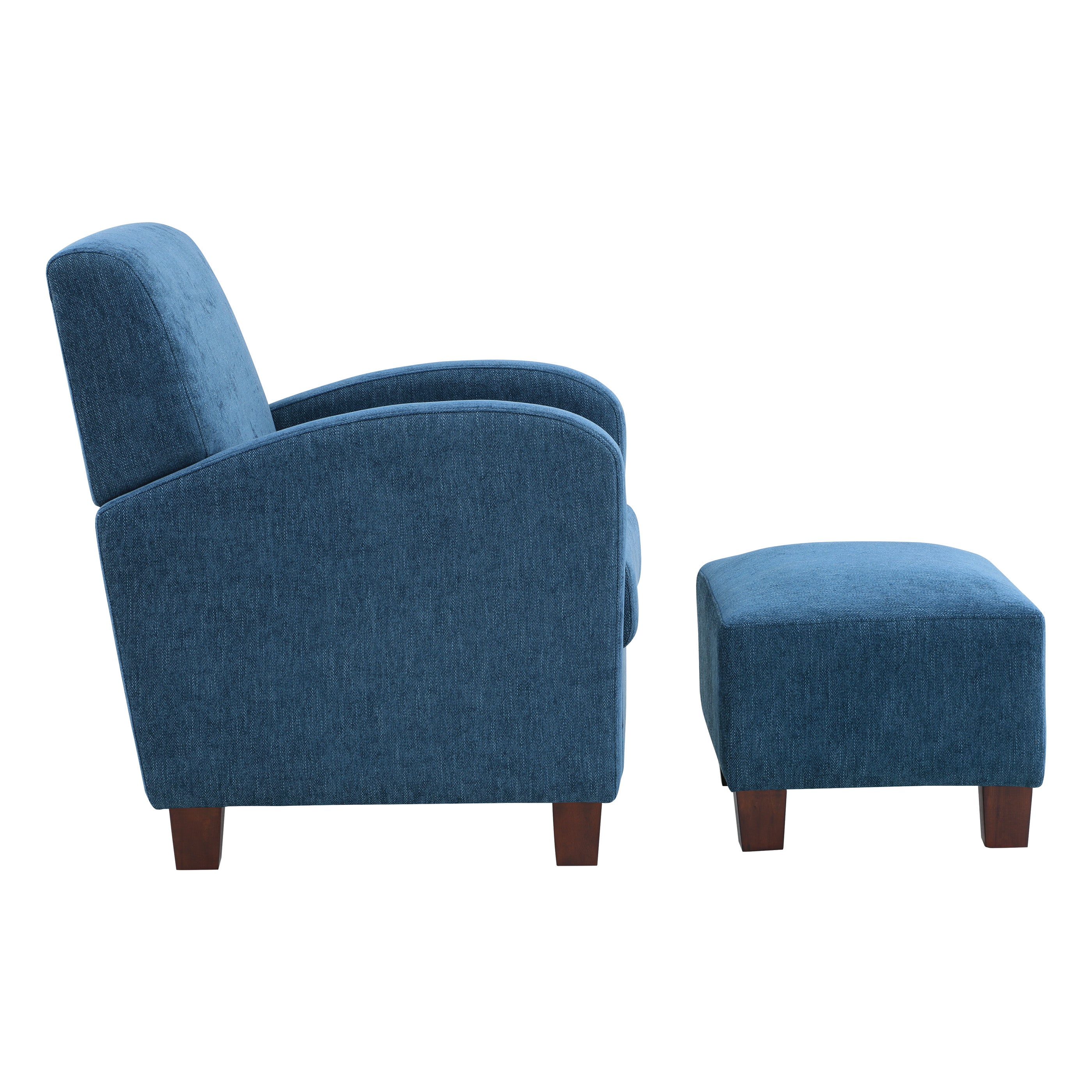 Aiden Chair & Ottoman Herringbone  - Navy