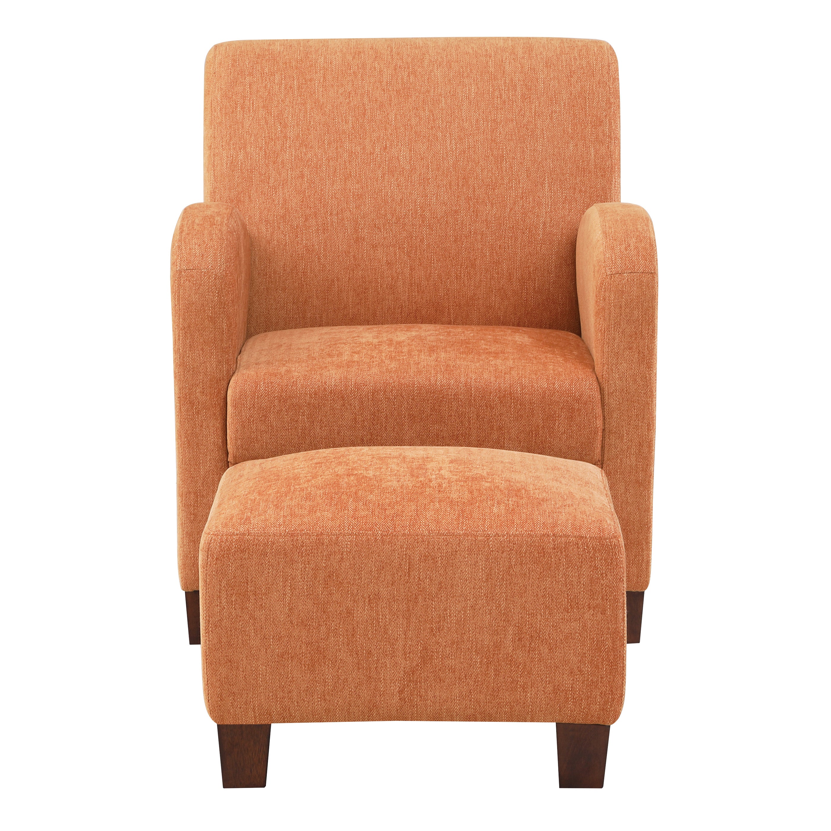 Aiden Chair & Ottoman Herringbone  - Orange